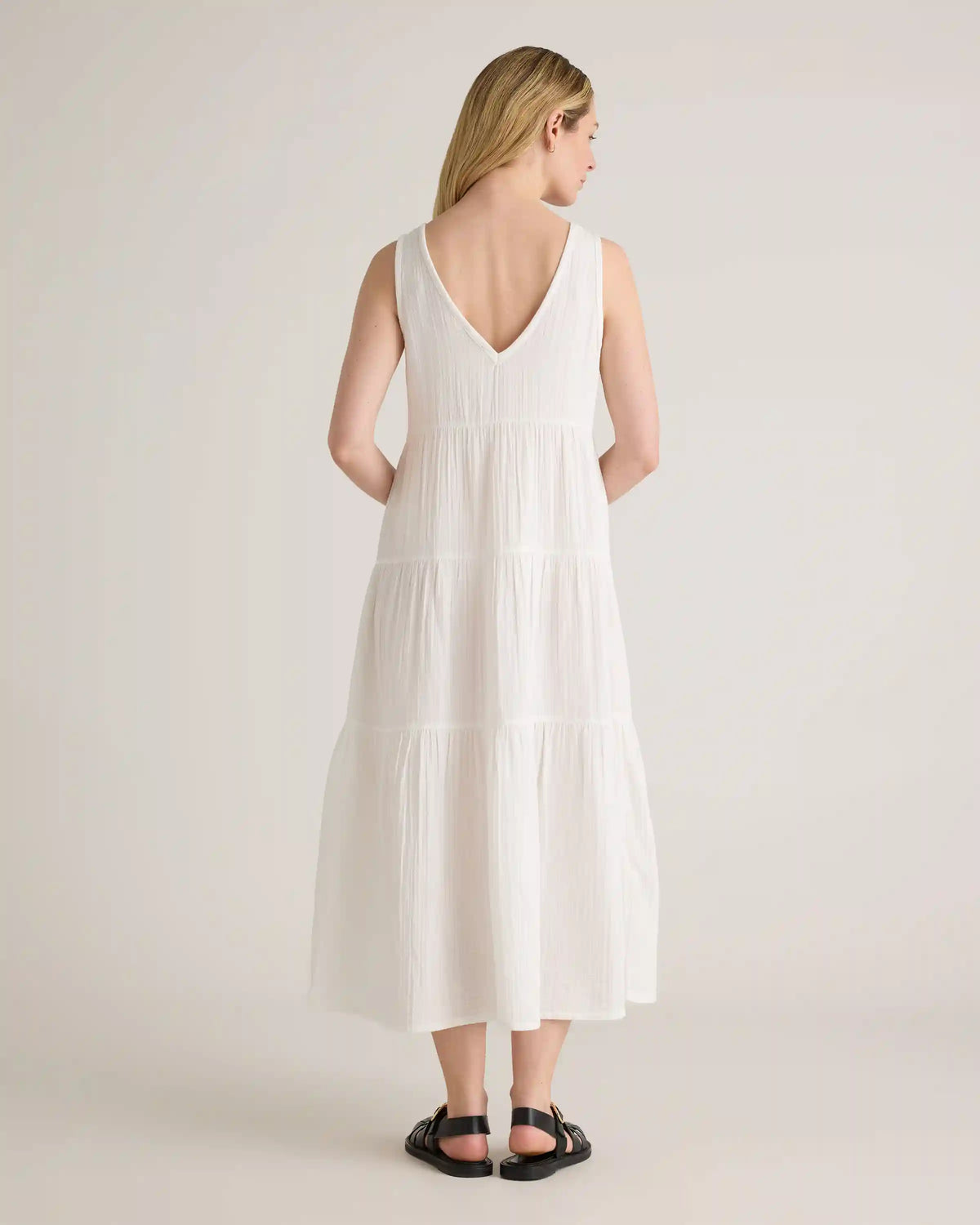 100% Organic Cotton Gauze Tiered Maxi Dress