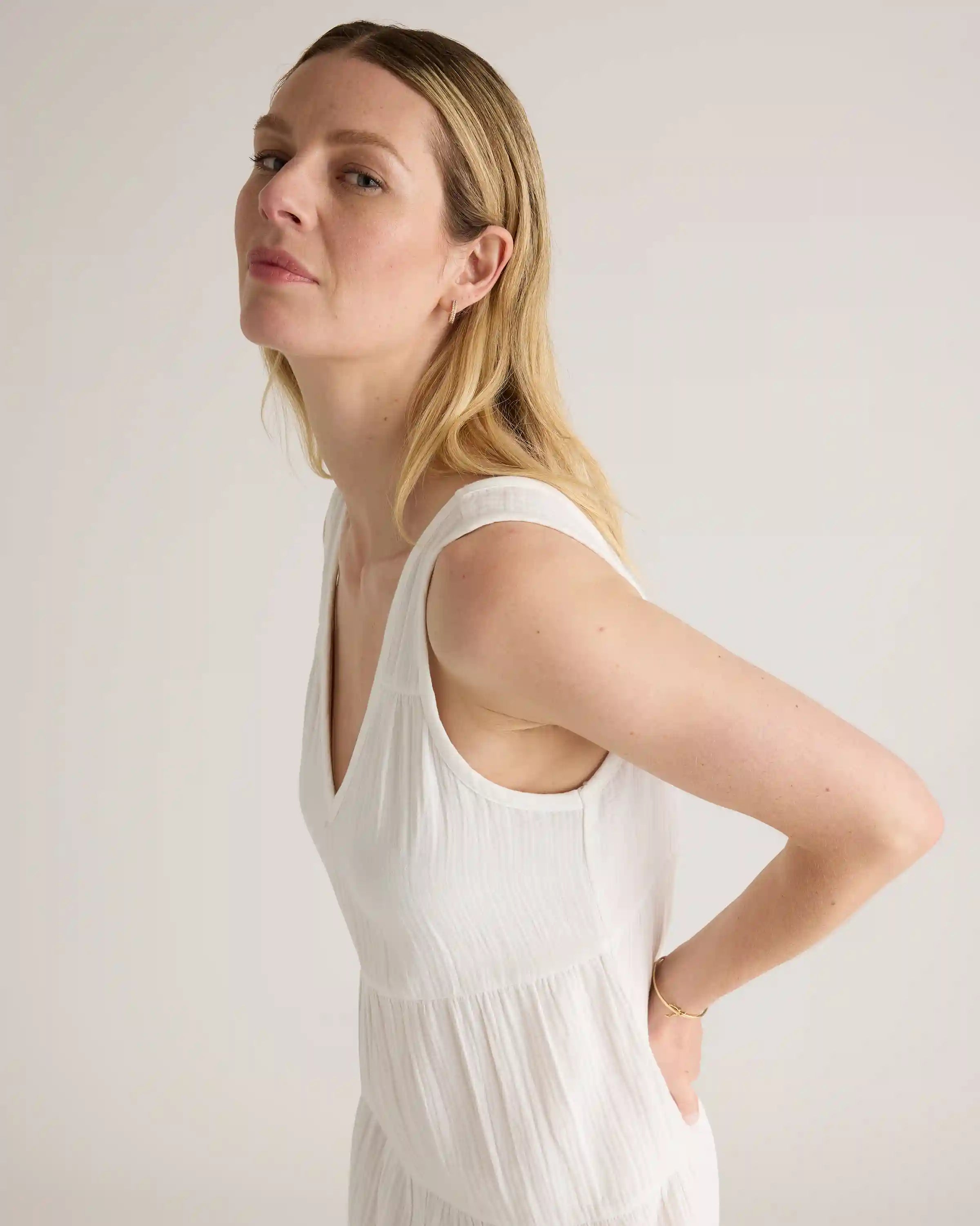 100% Organic Cotton Gauze Tiered Maxi Dress