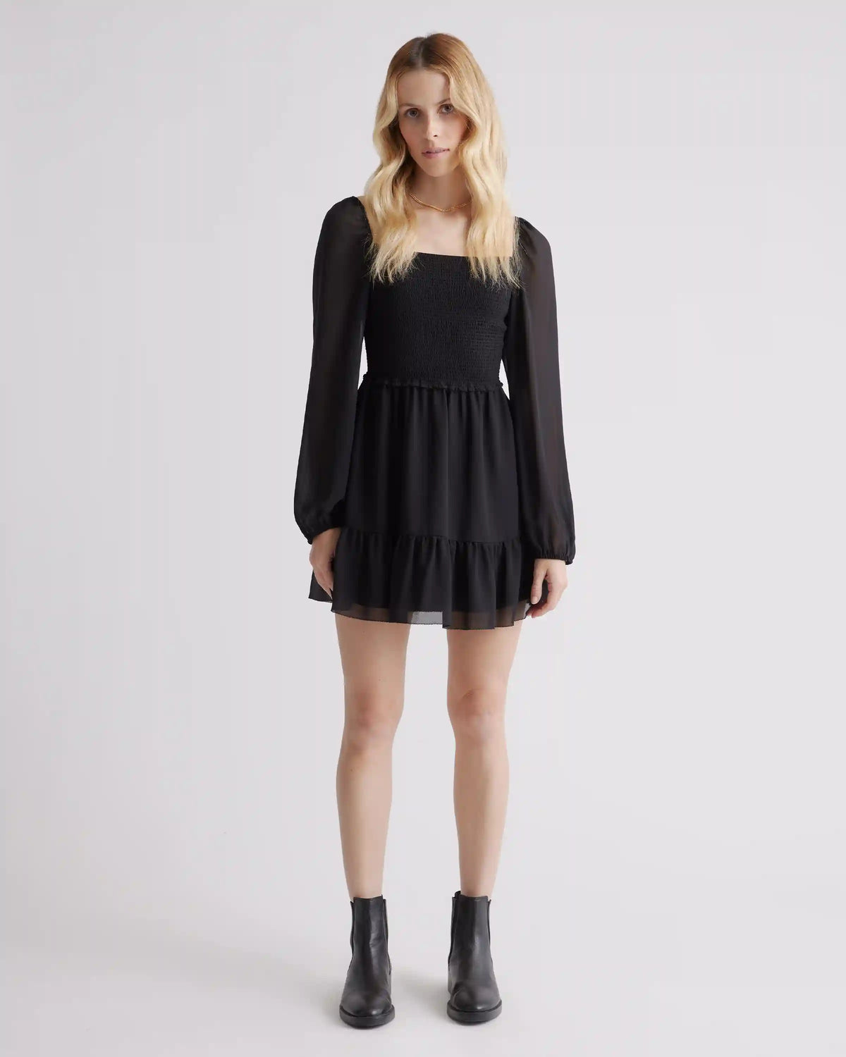 Chiffon Smocked Mini Dress