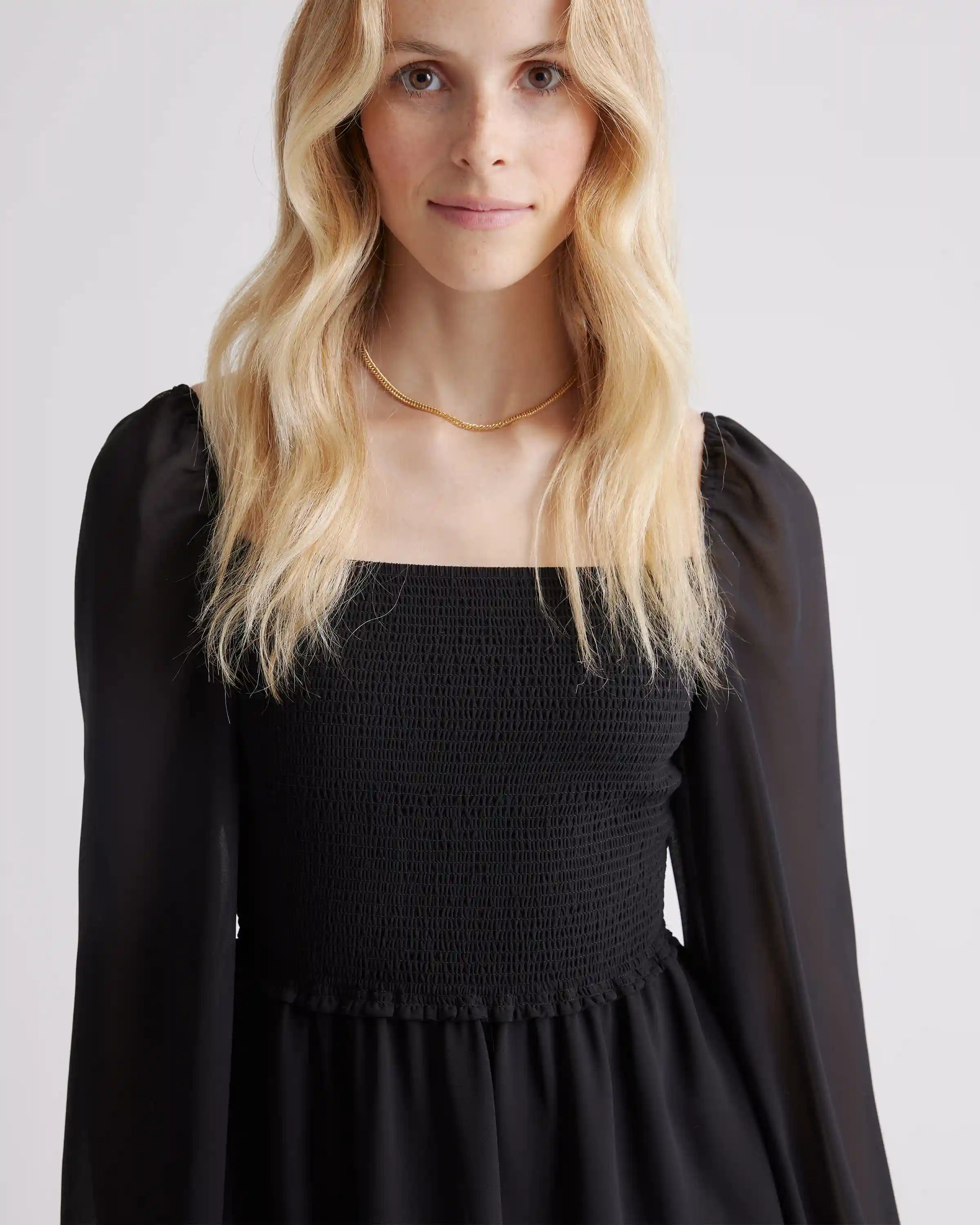 Chiffon Smocked Mini Dress