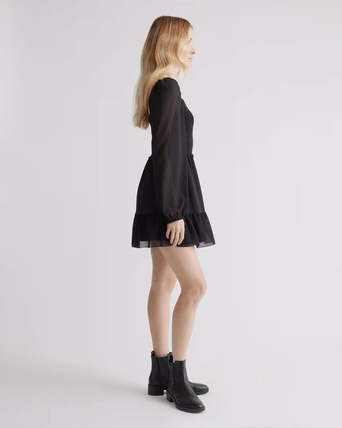 Chiffon Smocked Mini Dress