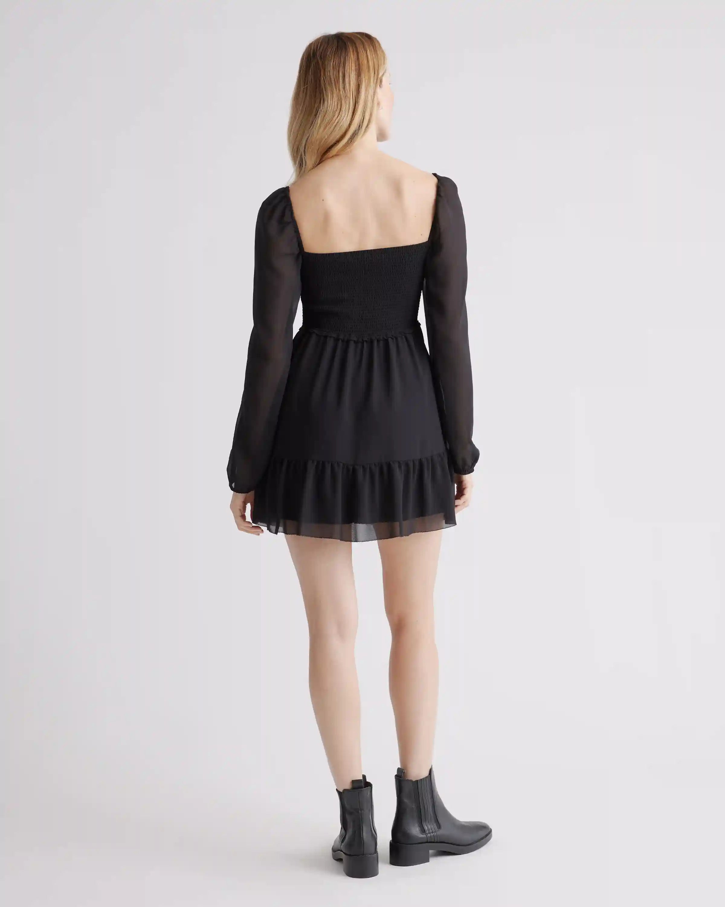 Chiffon Smocked Mini Dress
