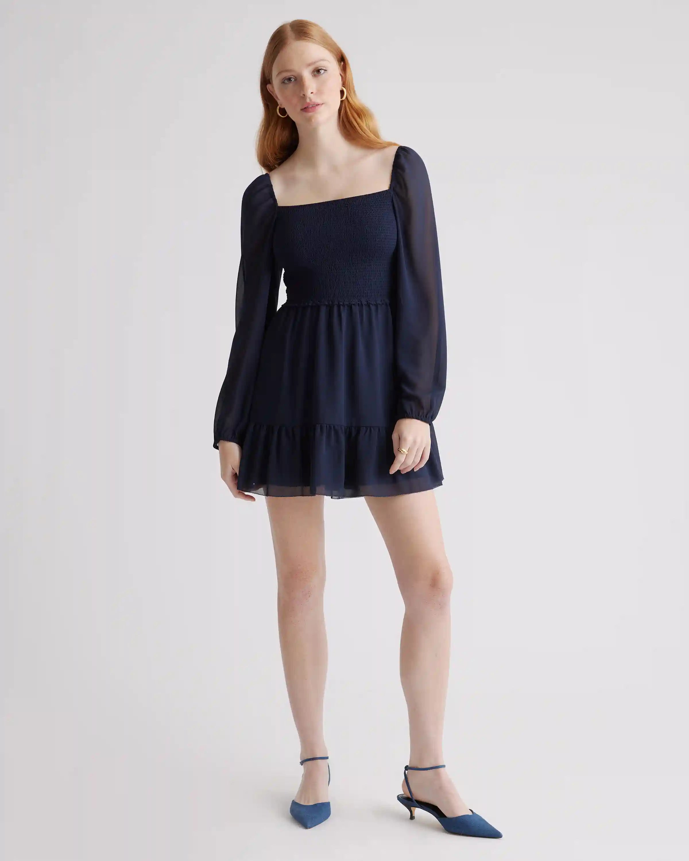 Chiffon Smocked Mini Dress