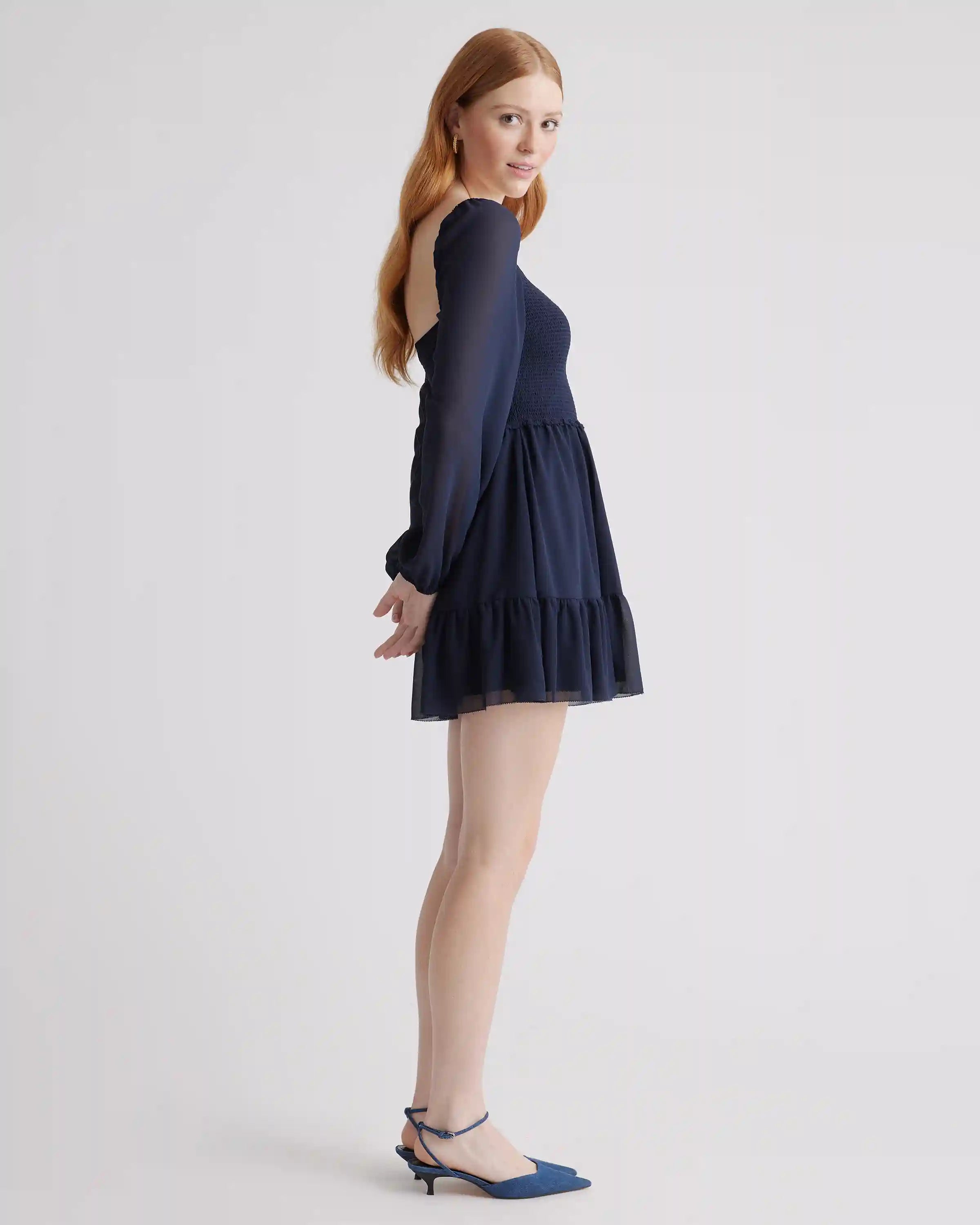 Chiffon Smocked Mini Dress