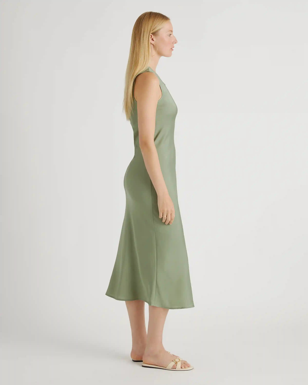 Washable Stretch Silk Tank Midi Dress