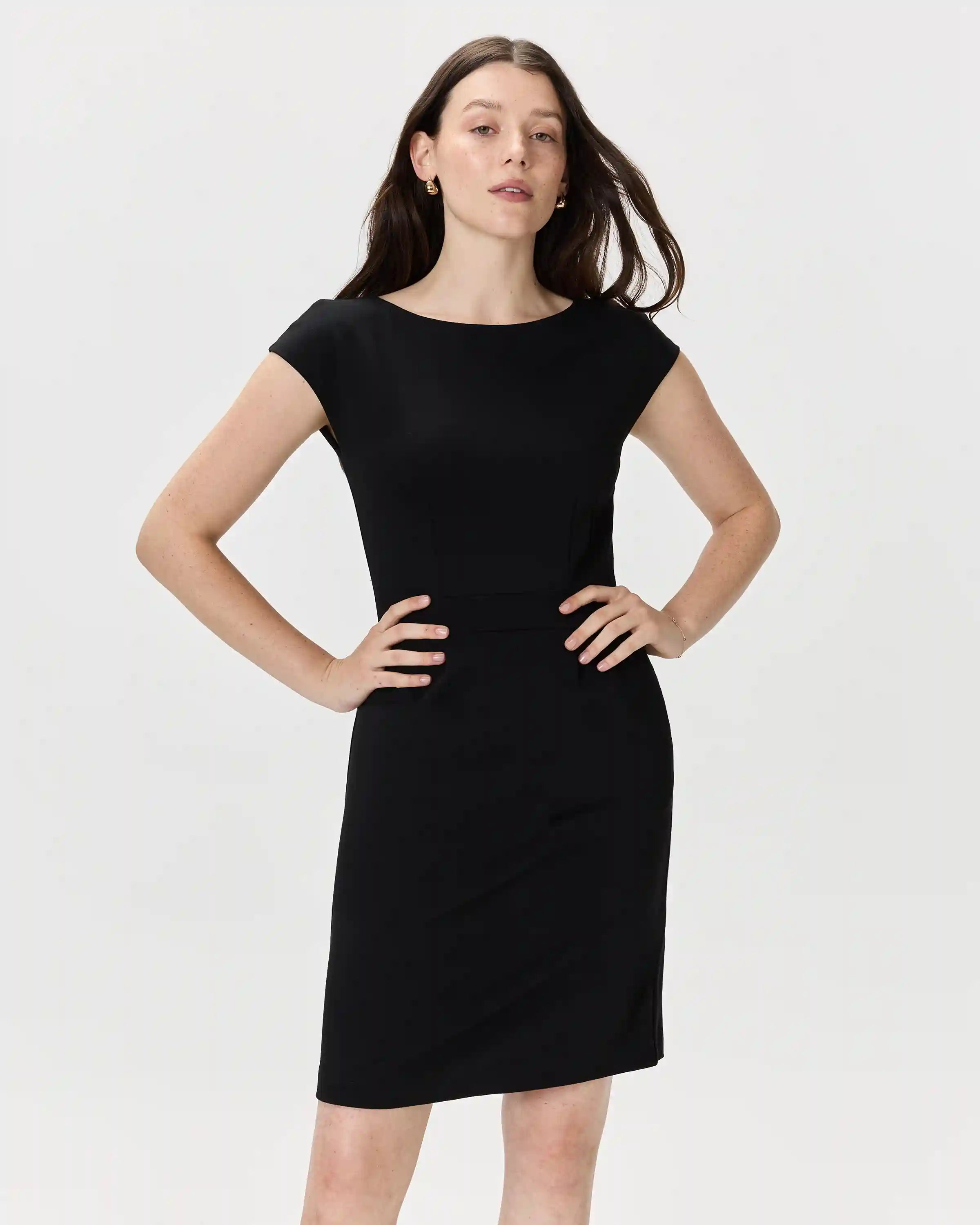 Ultra-Stretch Ponte Cap Sleeve Dress
