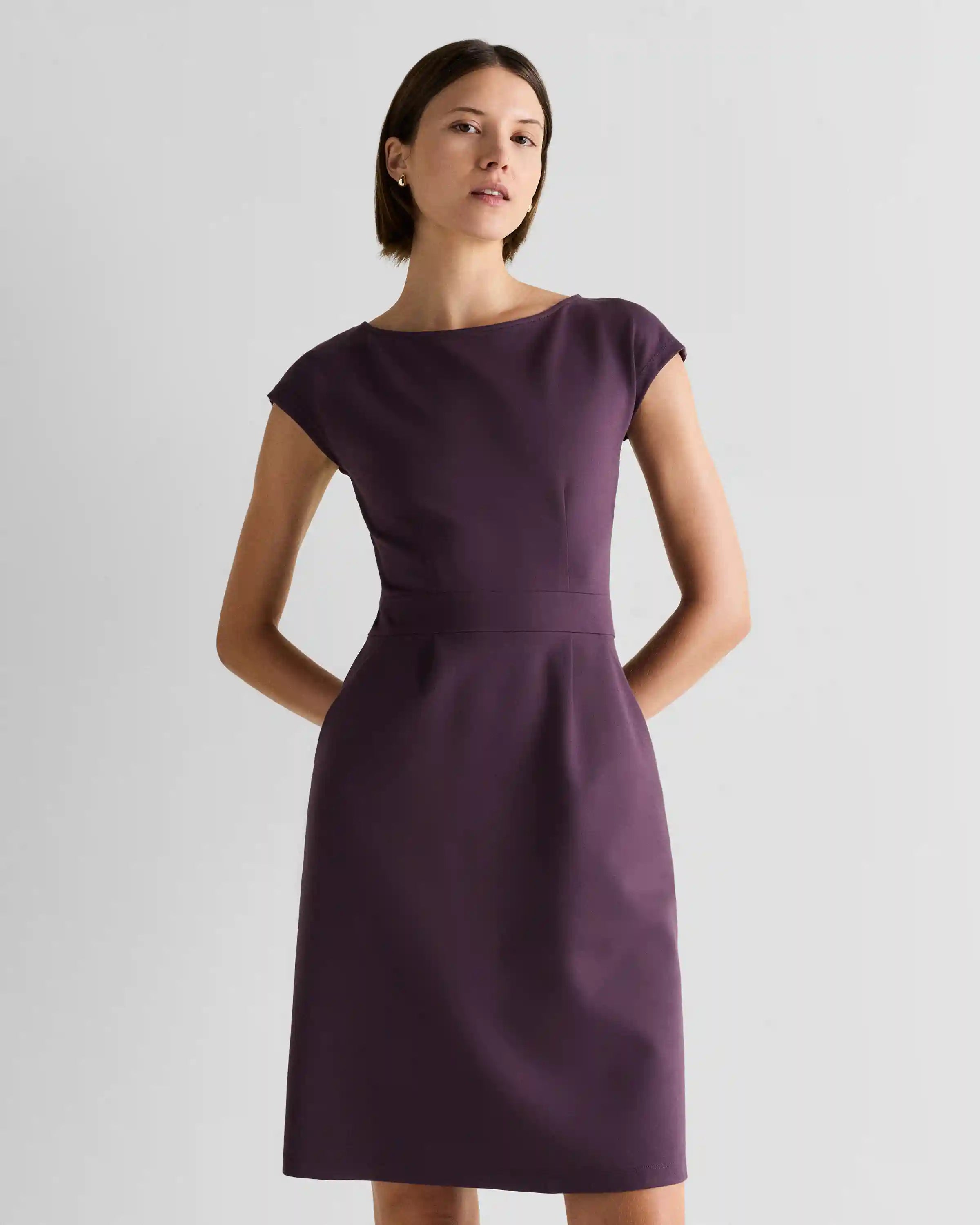 Ultra-Stretch Ponte Cap Sleeve Dress