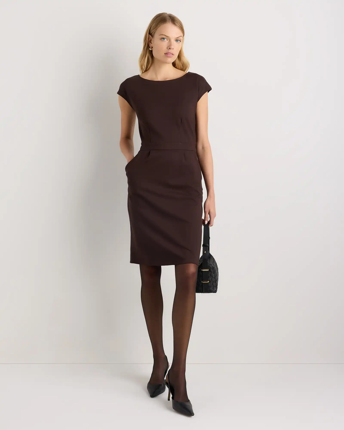 Ultra-Stretch Ponte Cap Sleeve Dress
