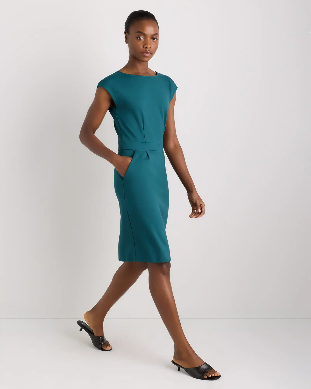 Ultra-Stretch Ponte Cap Sleeve Dress