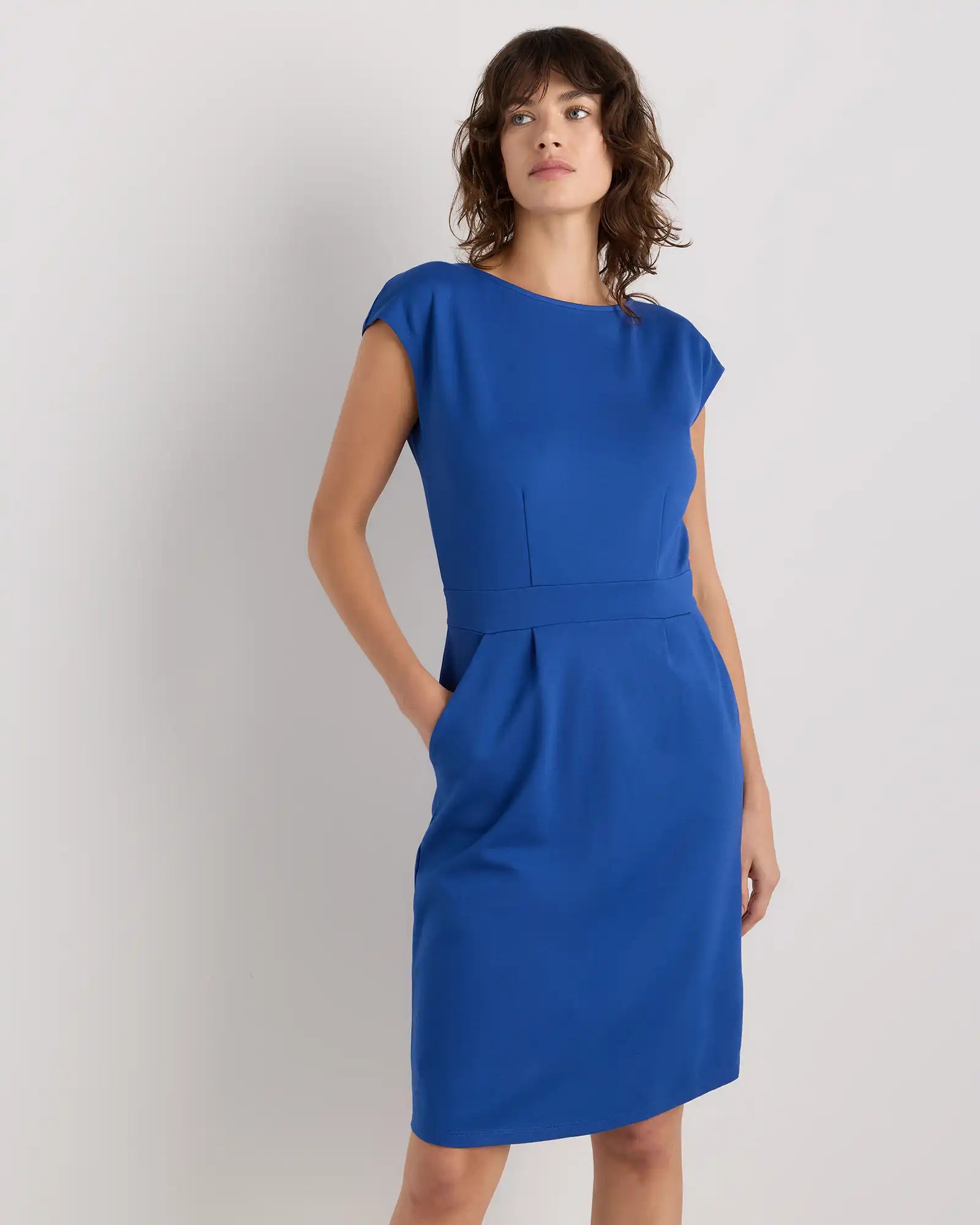 Ultra-Stretch Ponte Cap Sleeve Dress