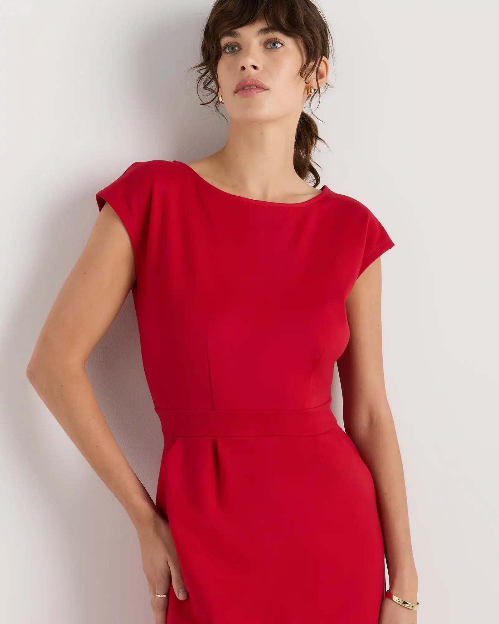 Ultra-Stretch Ponte Cap Sleeve Dress