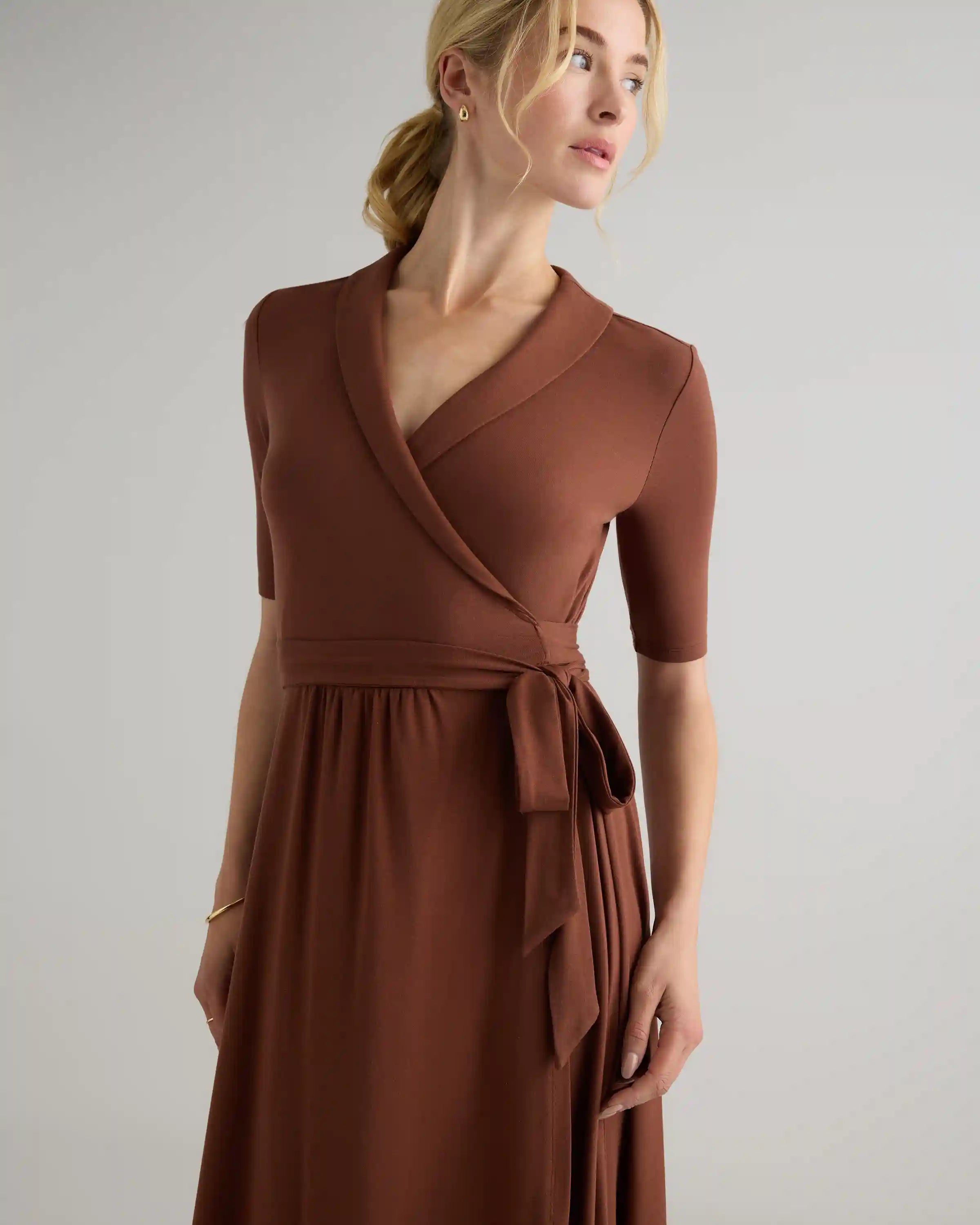 Tencel Jersey Midi Wrap Dress