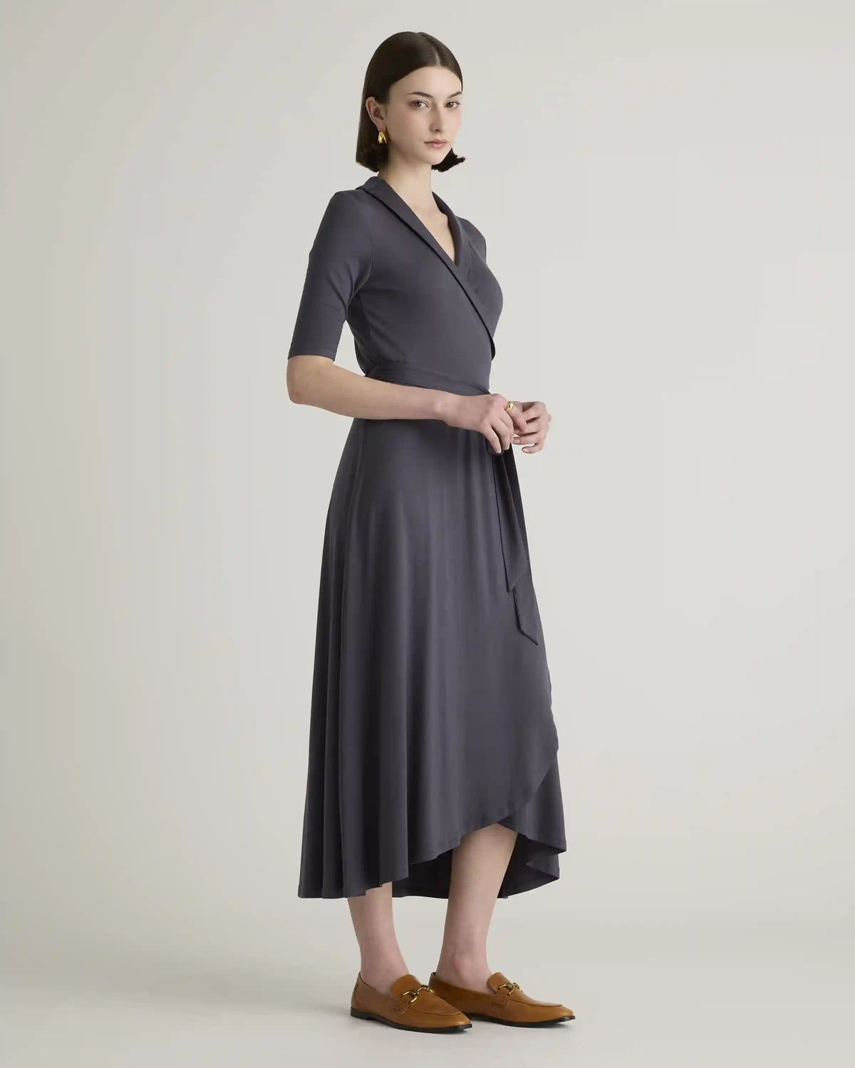 Tencel Jersey Midi Wrap Dress