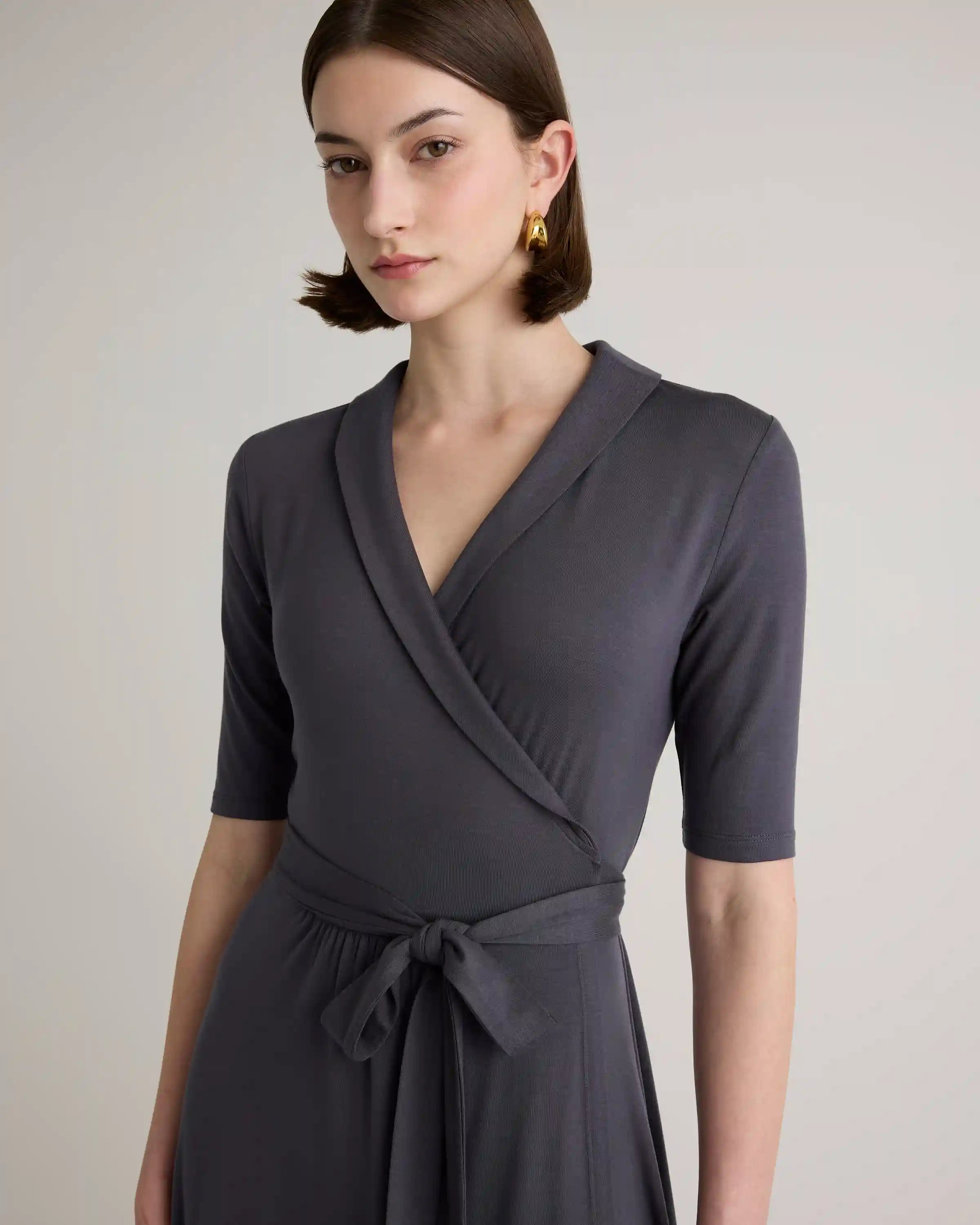 Tencel Jersey Midi Wrap Dress