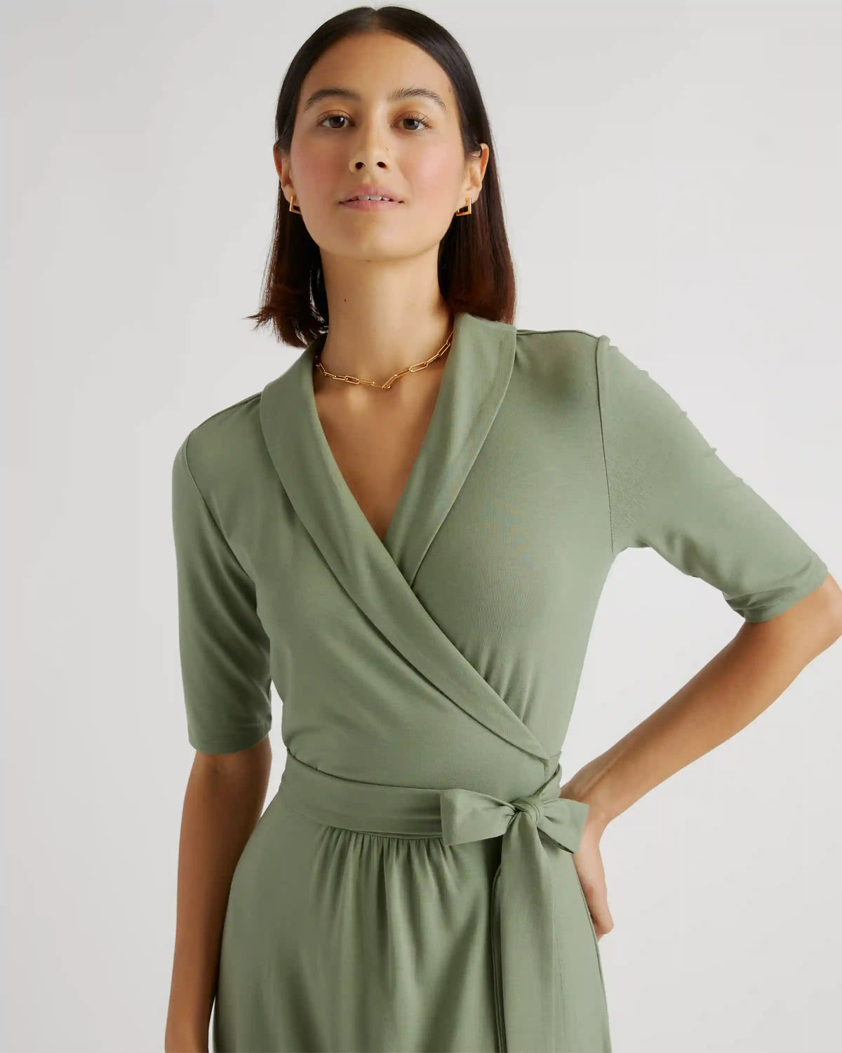 Tencel Jersey Midi Wrap Dress