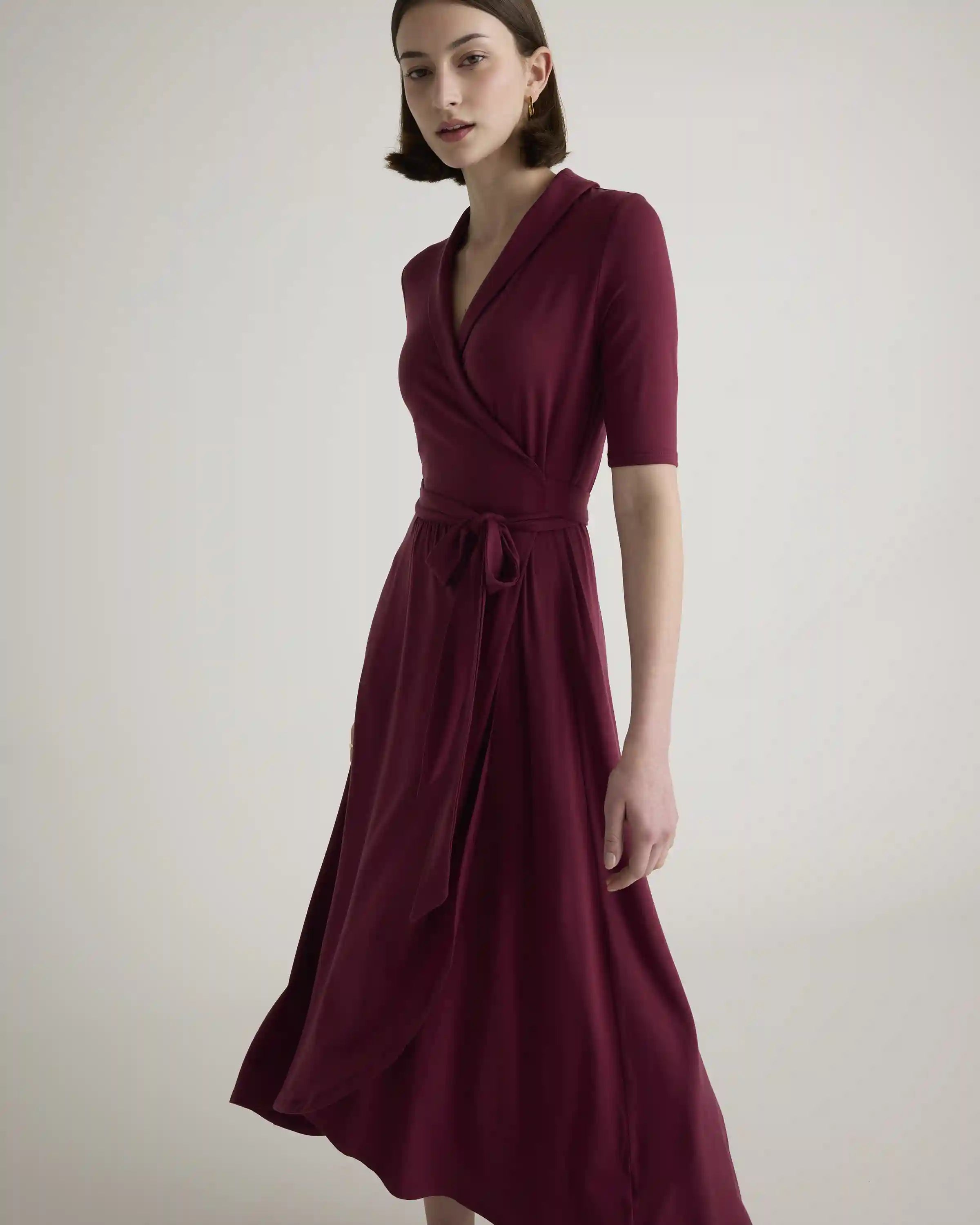 Tencel Jersey Midi Wrap Dress