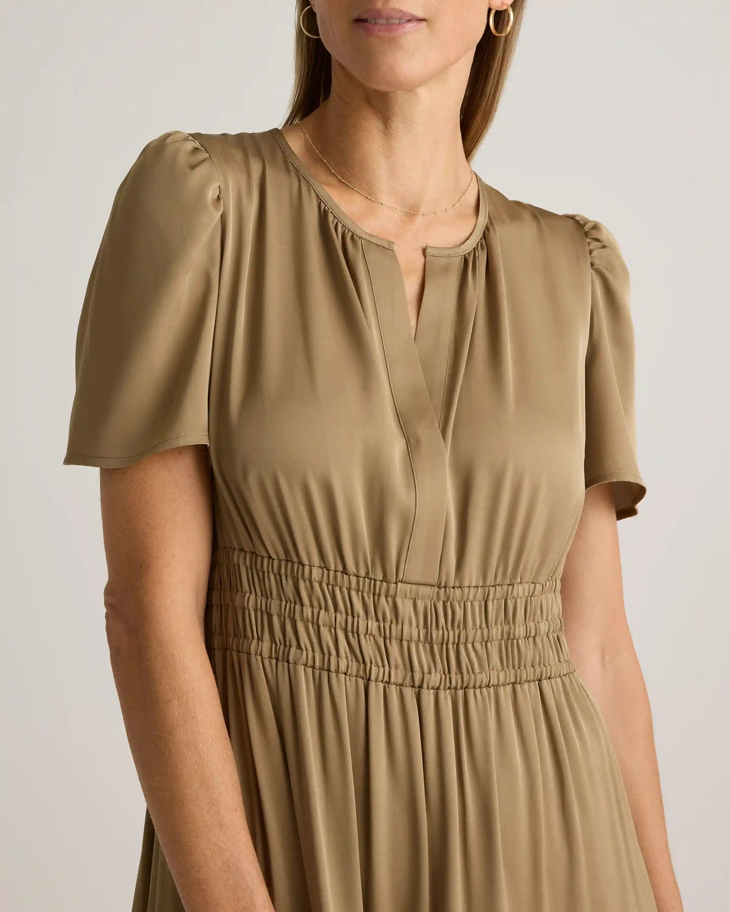 Washable Stretch Silk Tiered Maxi Dress