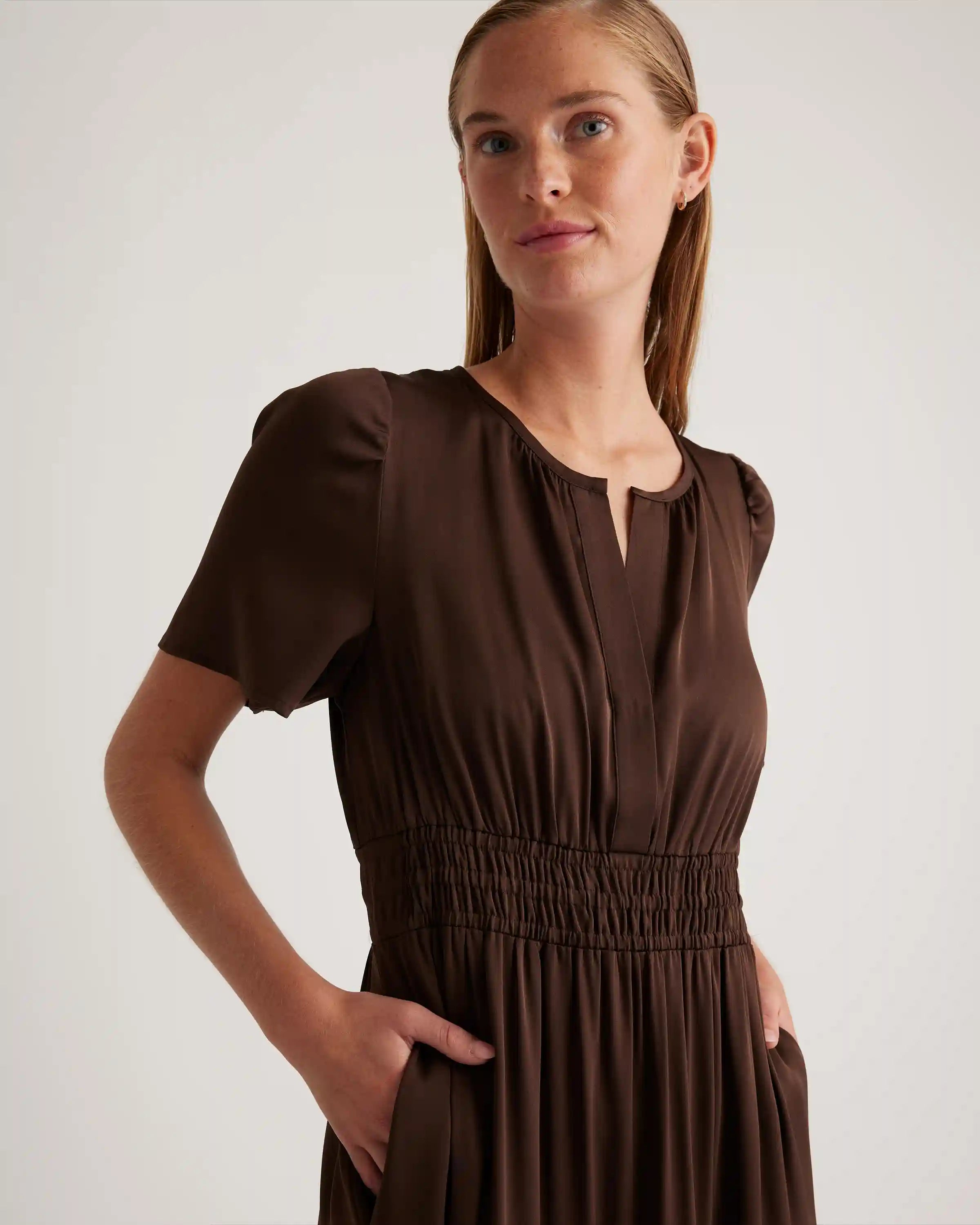 Washable Stretch Silk Tiered Maxi Dress