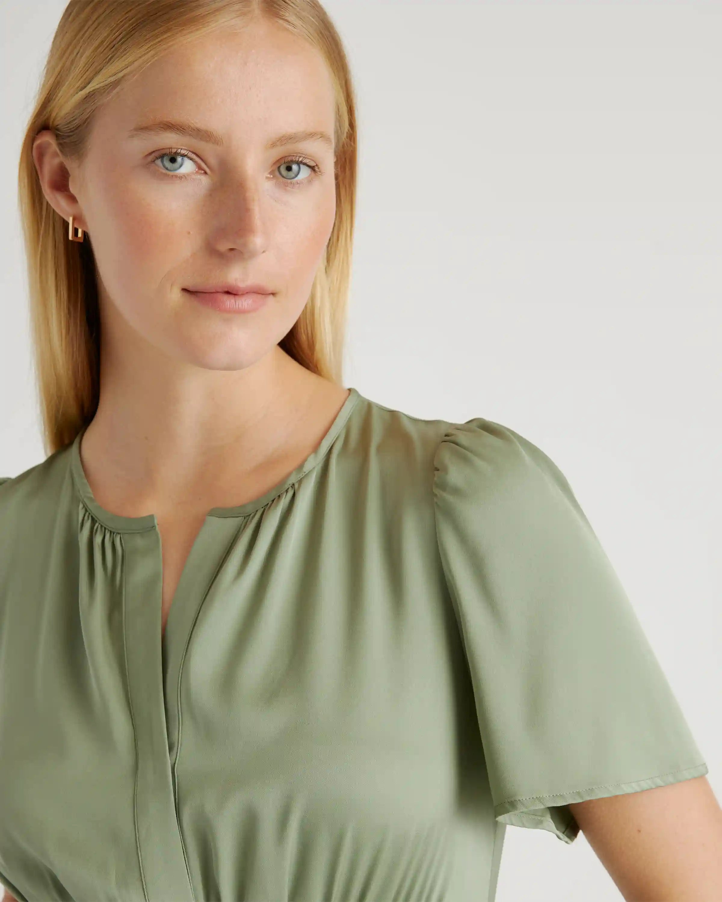 Washable Stretch Silk Tiered Maxi Dress