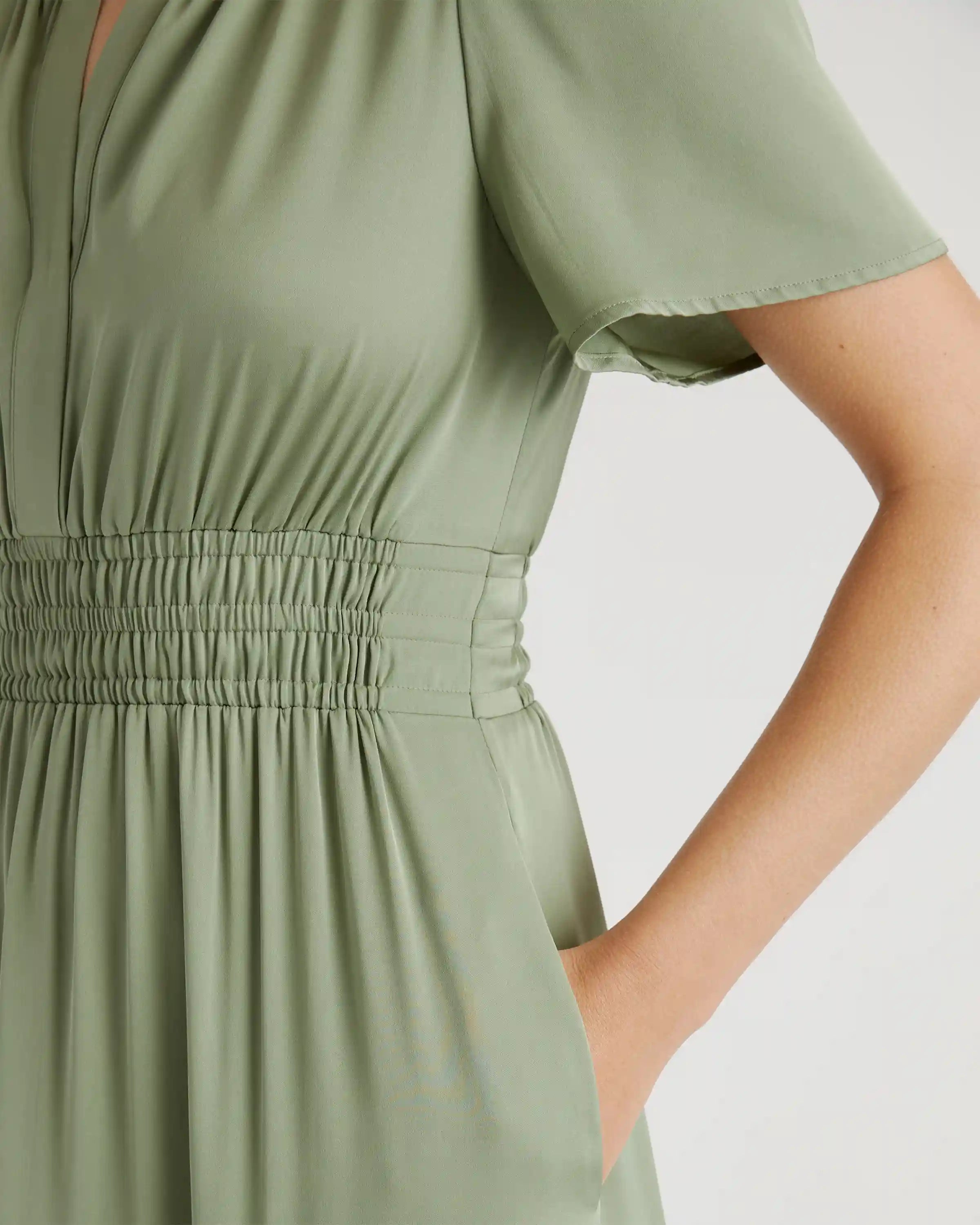 Washable Stretch Silk Tiered Maxi Dress