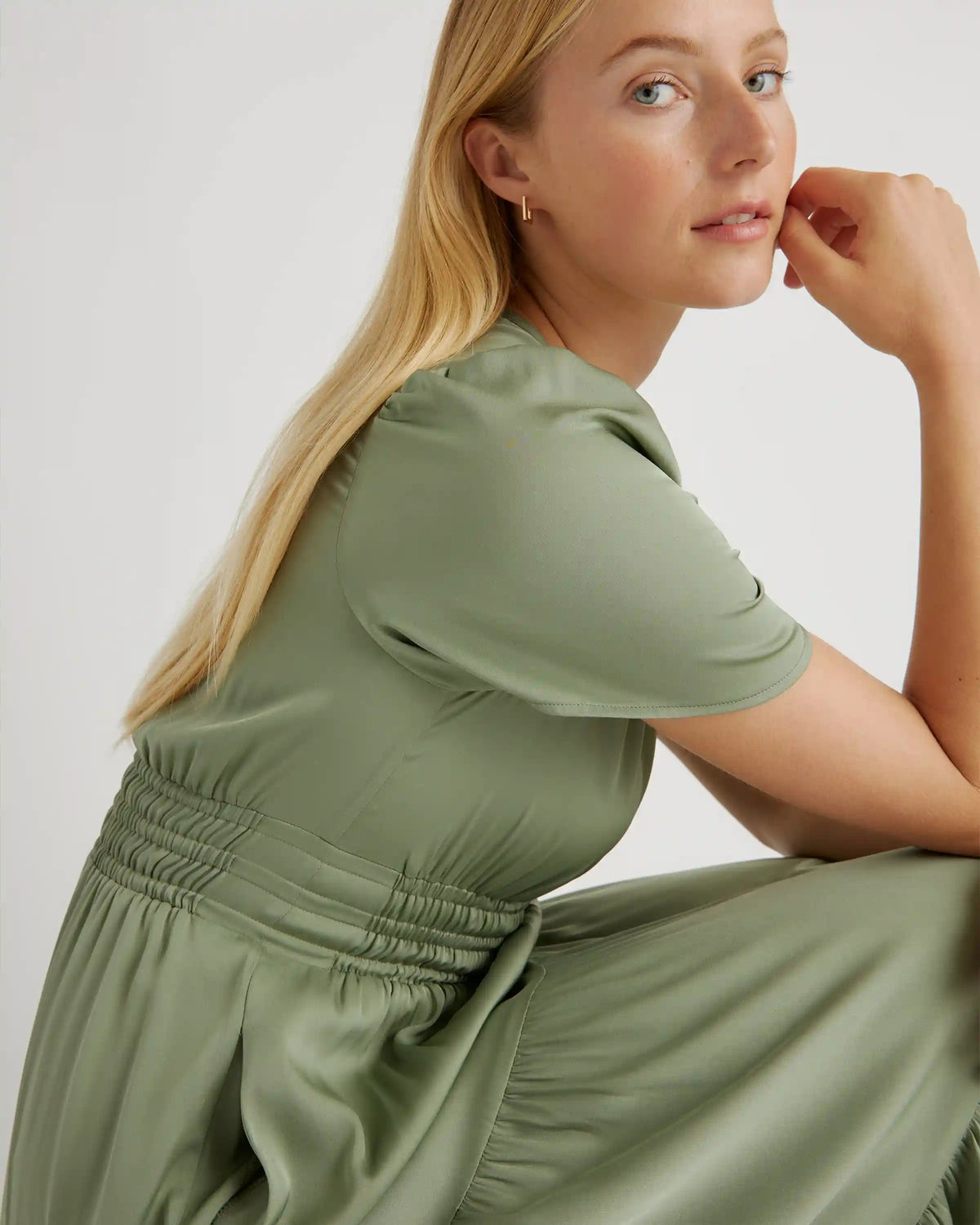Washable Stretch Silk Tiered Maxi Dress
