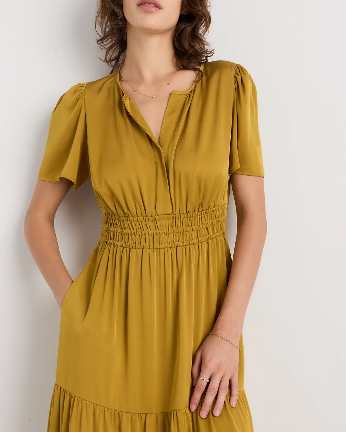 Washable Stretch Silk Tiered Maxi Dress