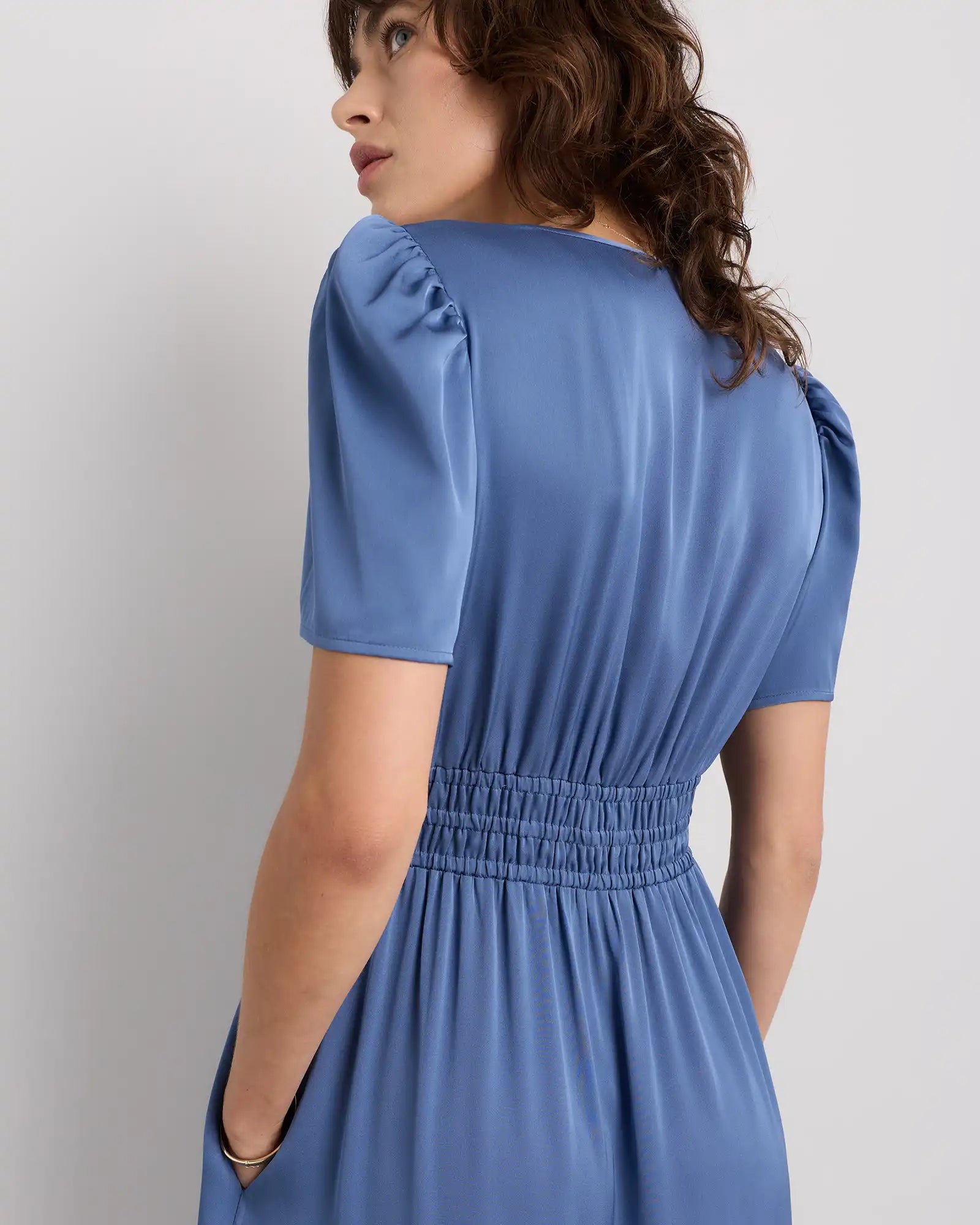 Washable Stretch Silk Tiered Maxi Dress