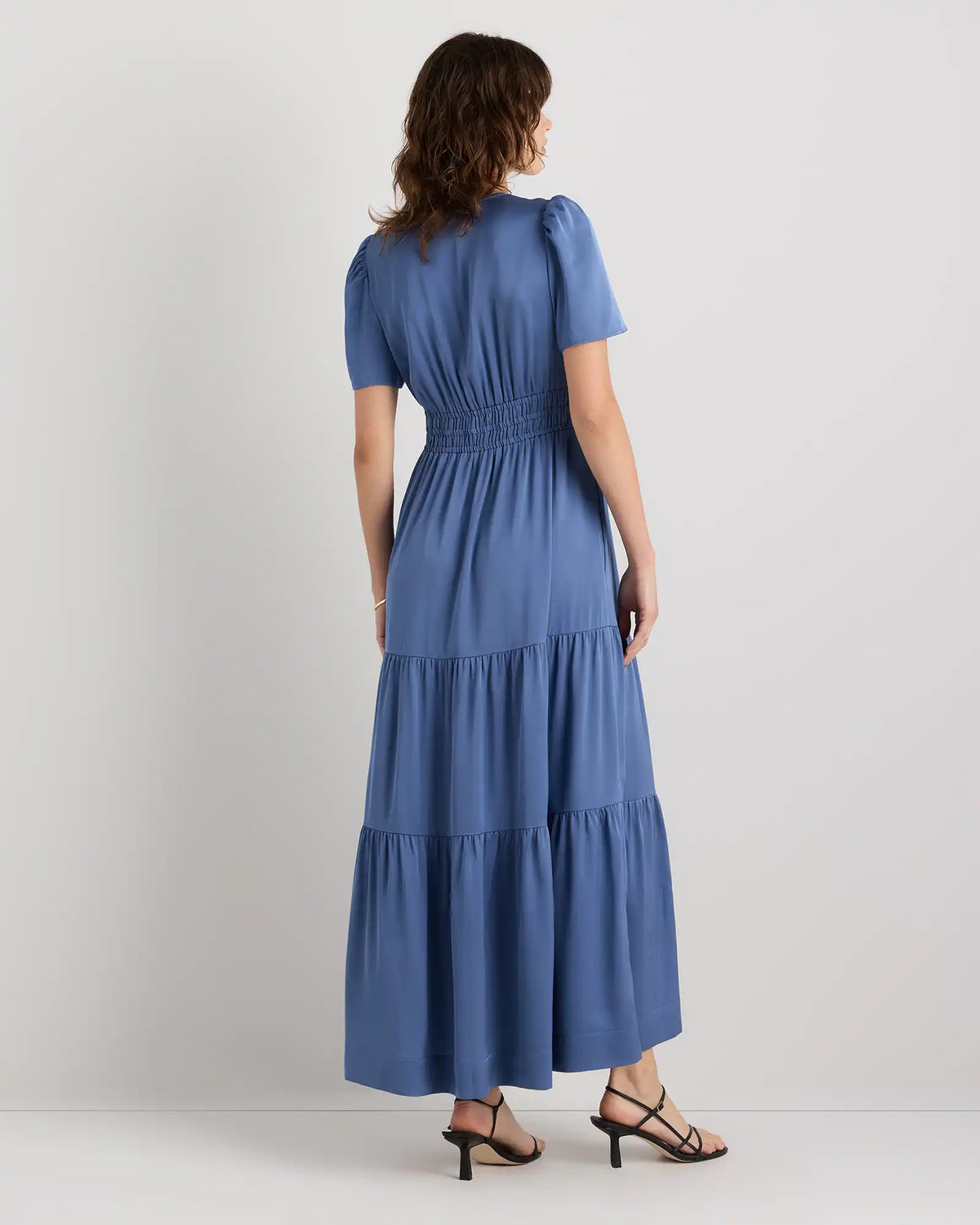 Washable Stretch Silk Tiered Maxi Dress