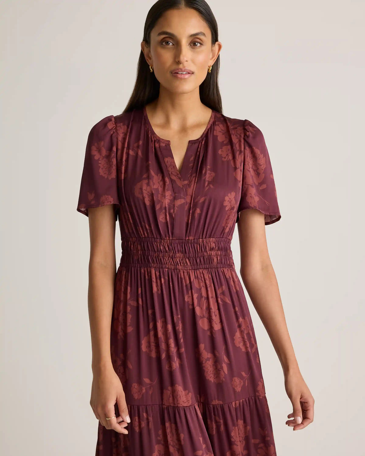 Washable Stretch Silk Tiered Maxi Dress