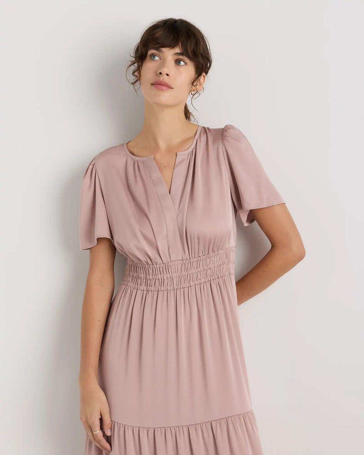 Washable Stretch Silk Tiered Maxi Dress