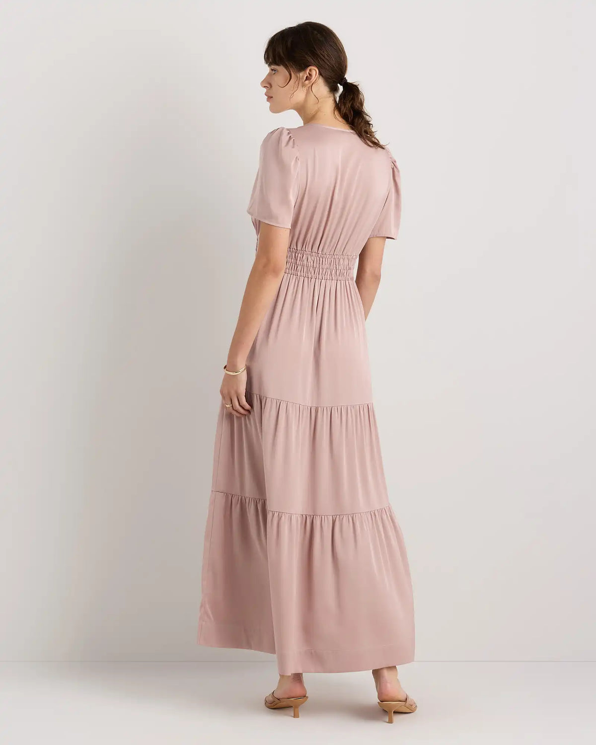 Washable Stretch Silk Tiered Maxi Dress