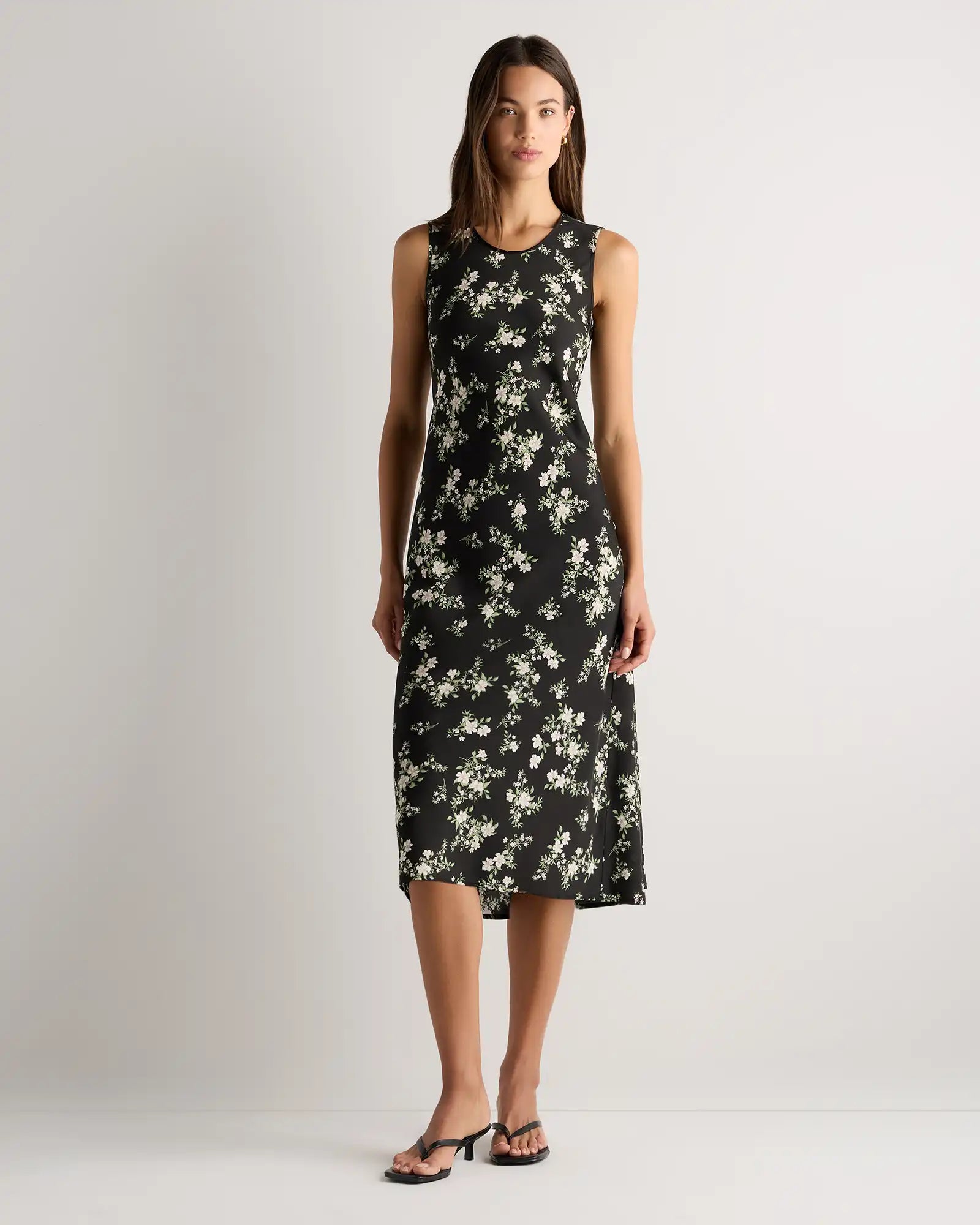 Washable Stretch Silk Tank Midi Dress