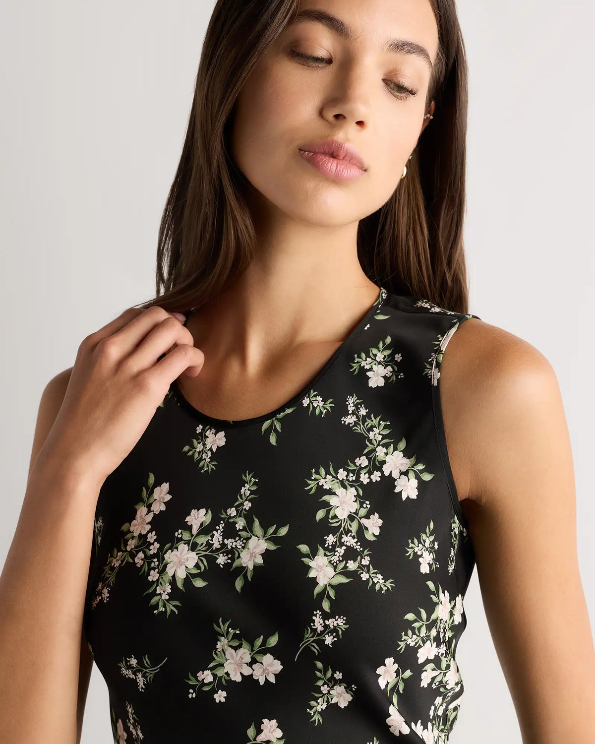 Washable Stretch Silk Tank Midi Dress