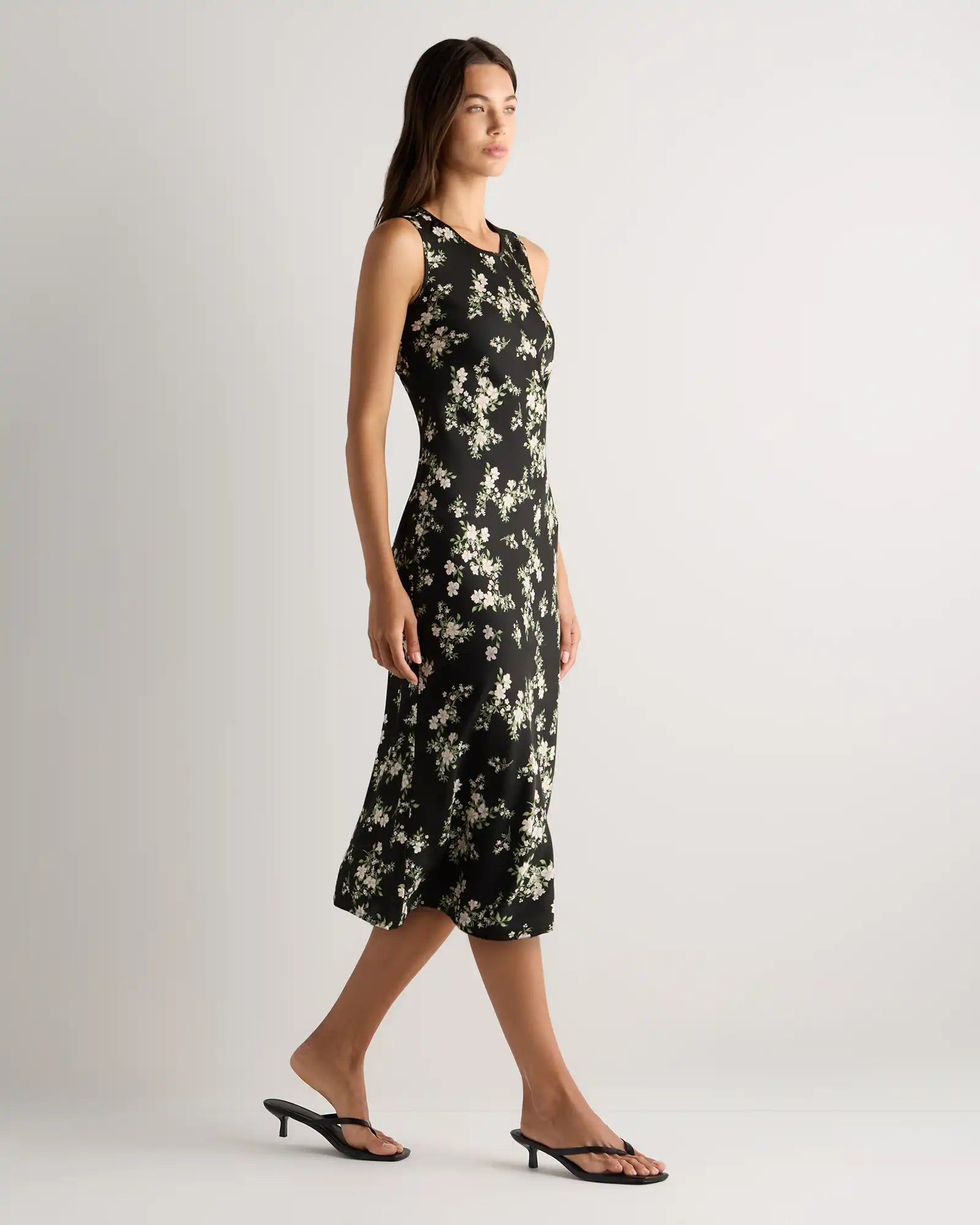 Washable Stretch Silk Tank Midi Dress