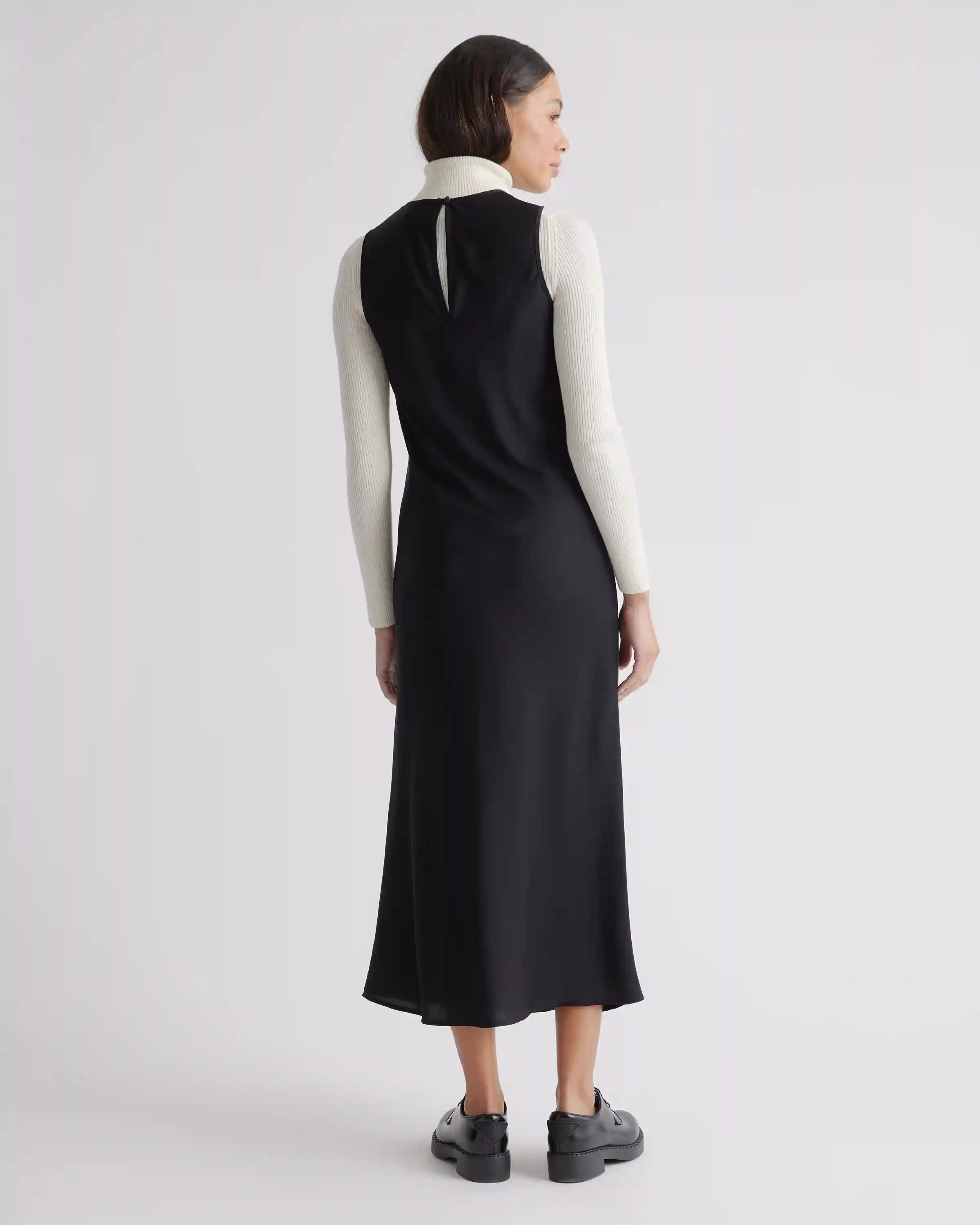 Washable Stretch Silk Tank Midi Dress