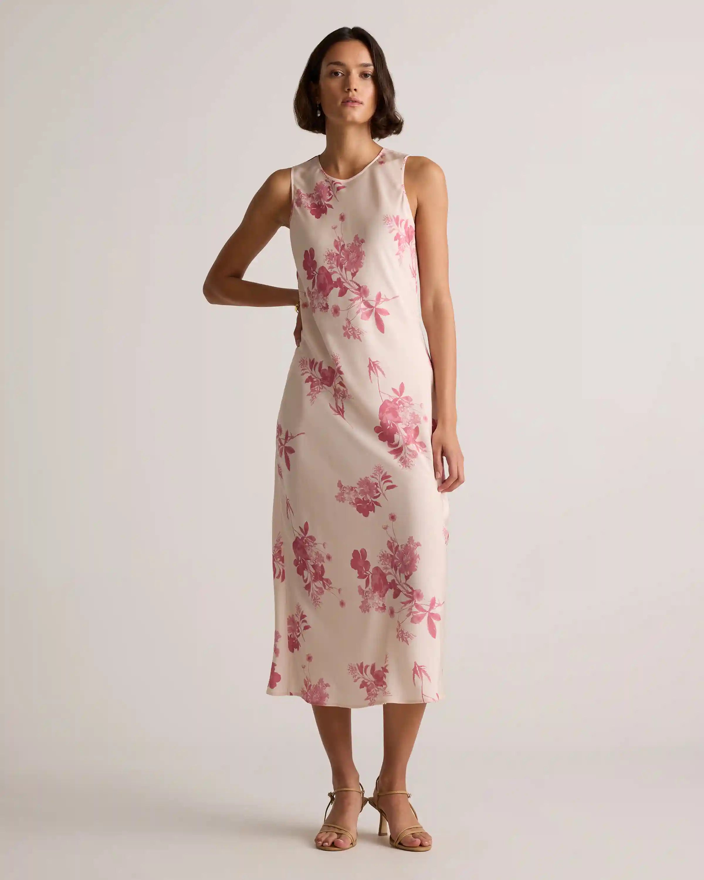 Washable Stretch Silk Tank Midi Dress