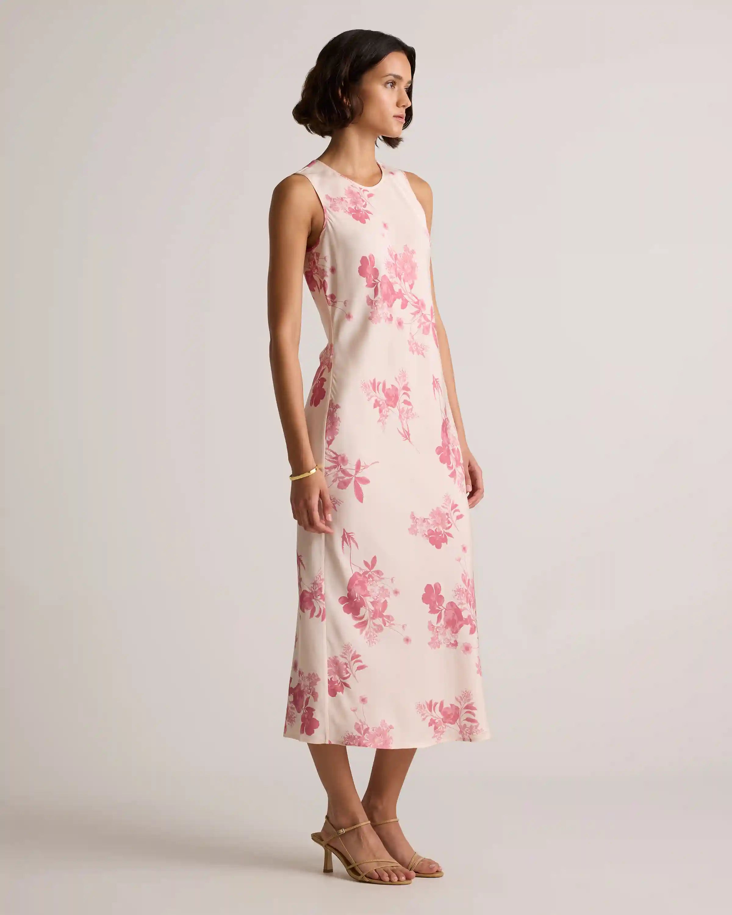 Washable Stretch Silk Tank Midi Dress