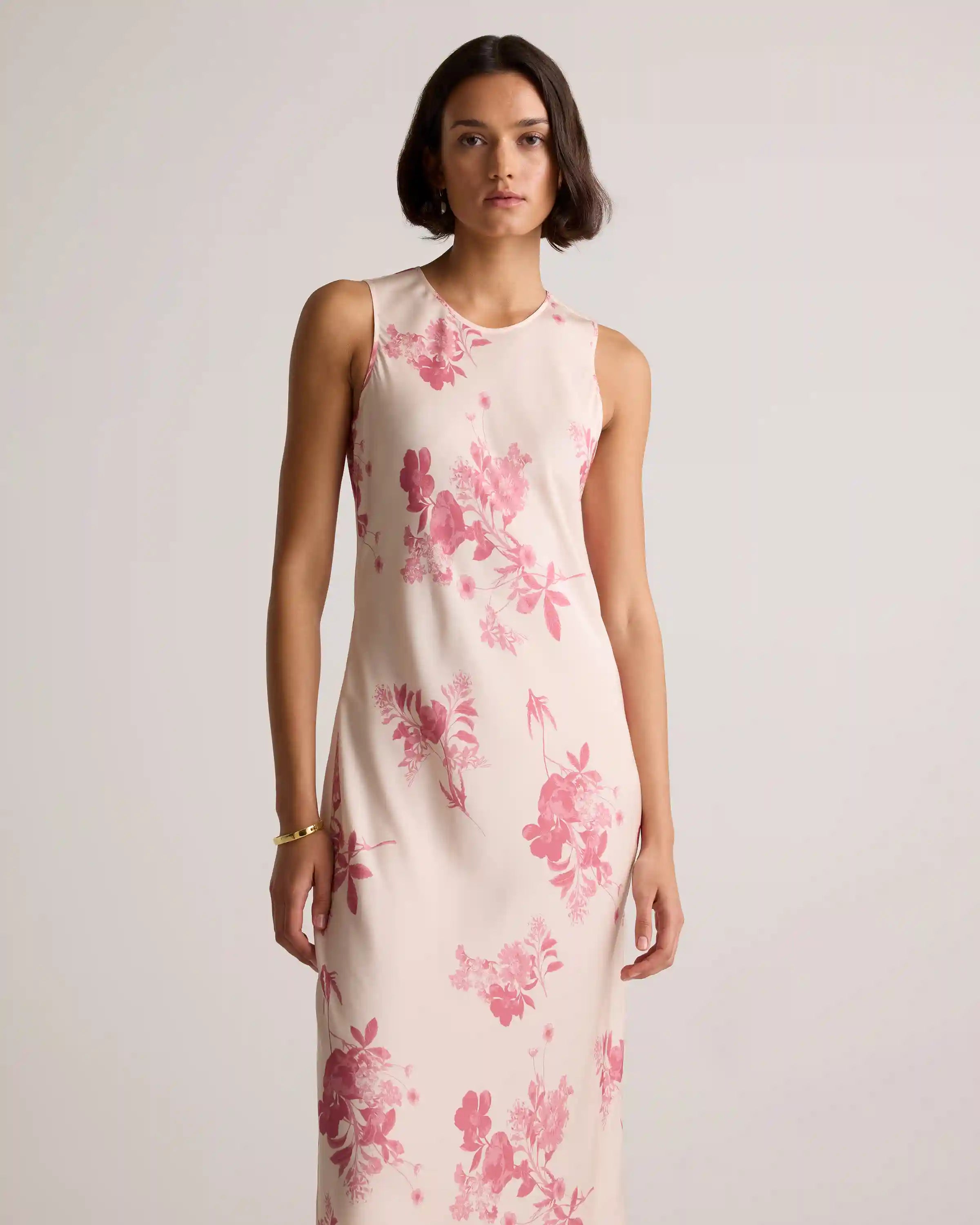 Washable Stretch Silk Tank Midi Dress