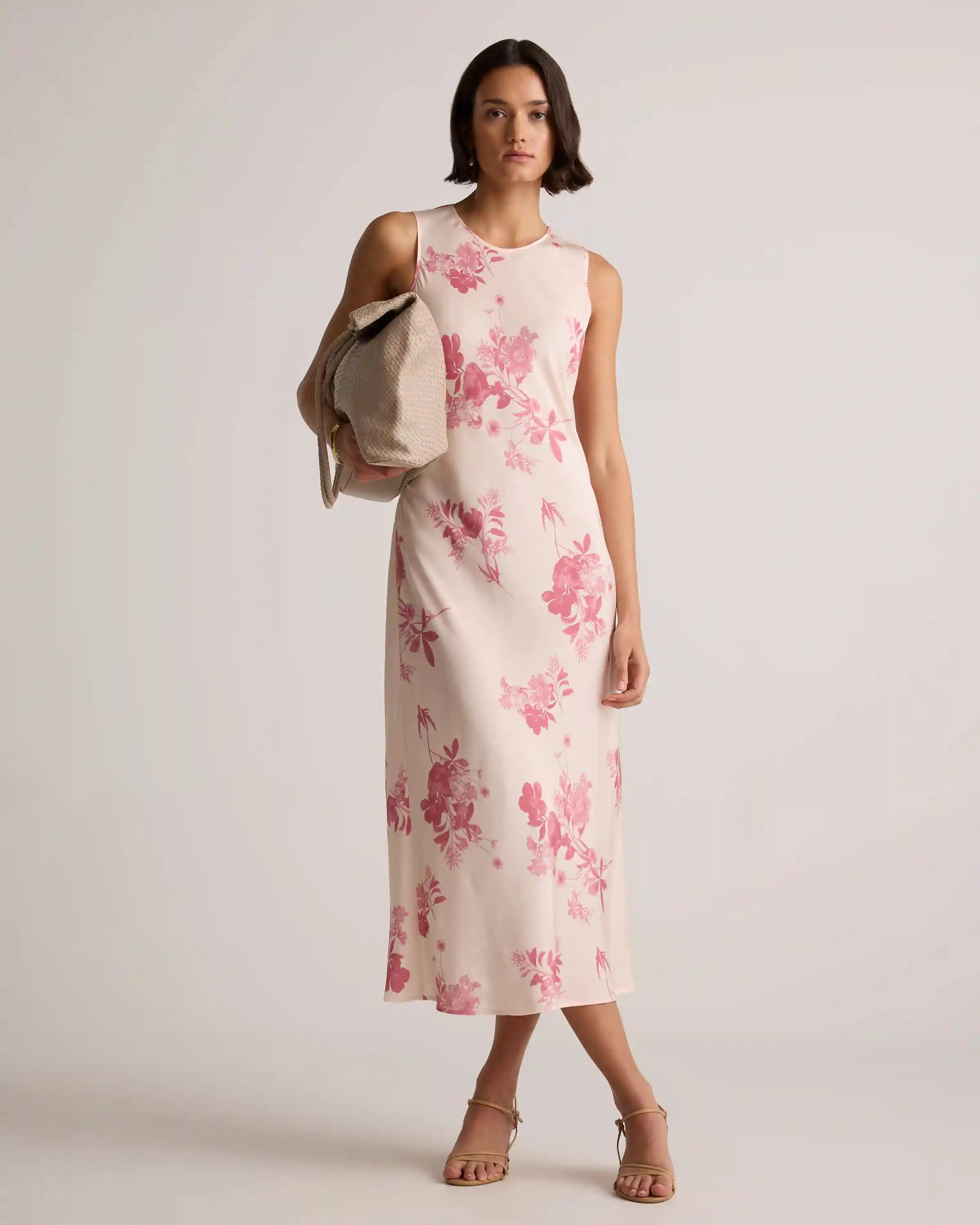 Washable Stretch Silk Tank Midi Dress