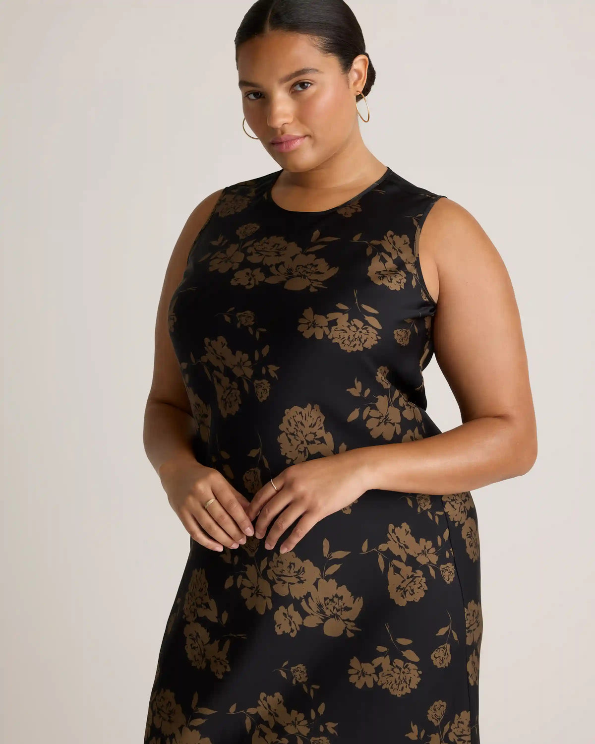 Washable Stretch Silk Tank Midi Dress