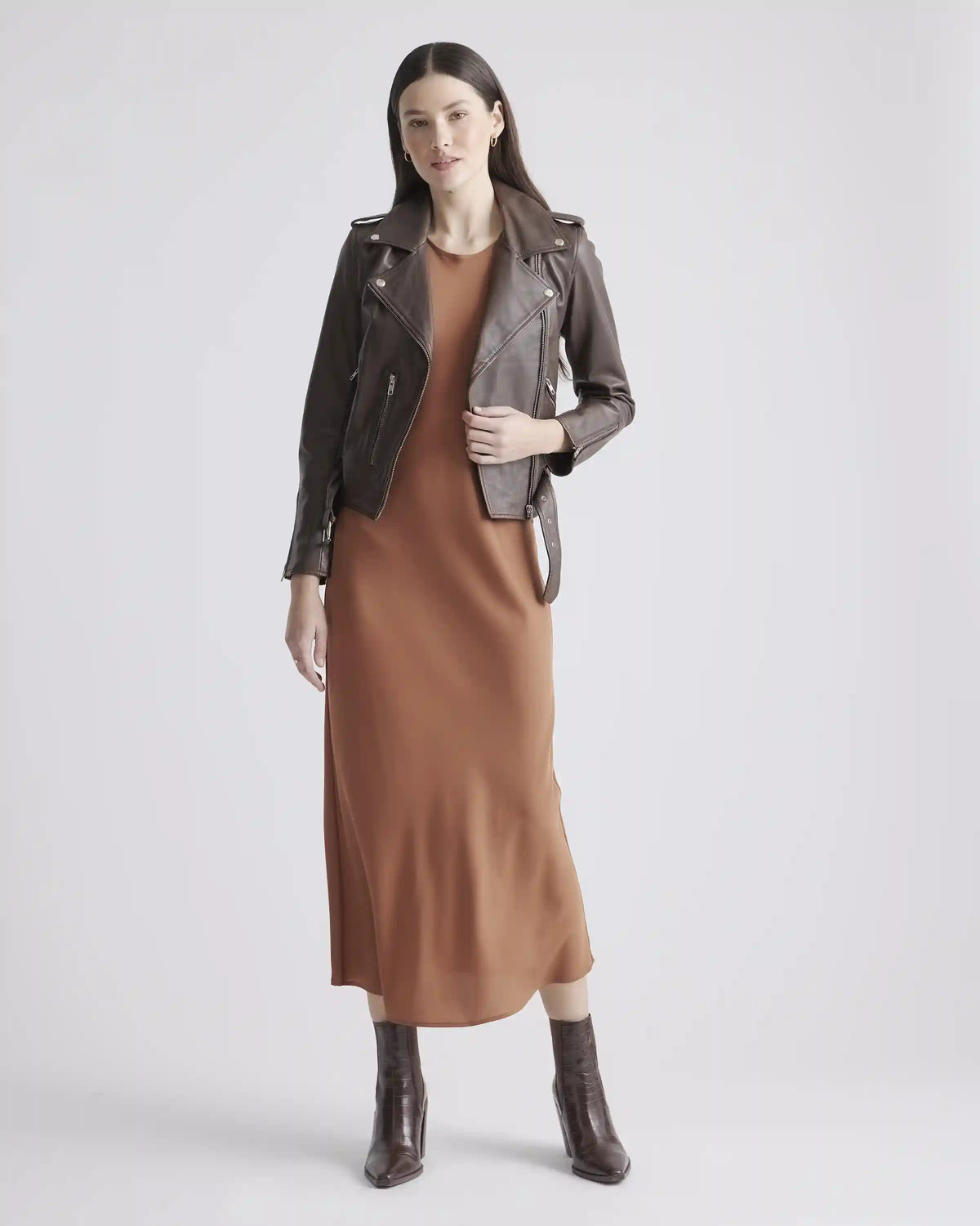 Washable Stretch Silk Tank Midi Dress