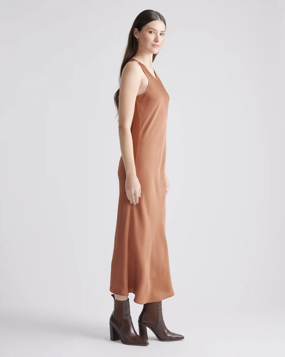 Washable Stretch Silk Tank Midi Dress