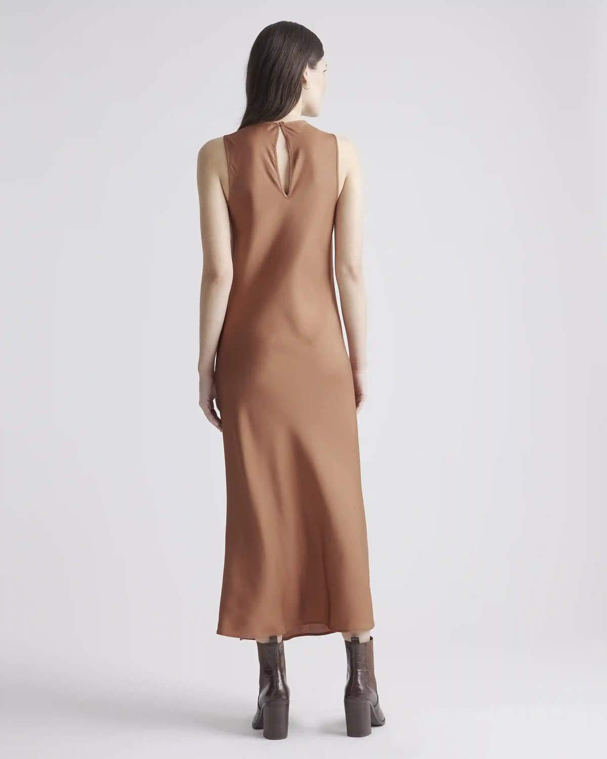Washable Stretch Silk Tank Midi Dress