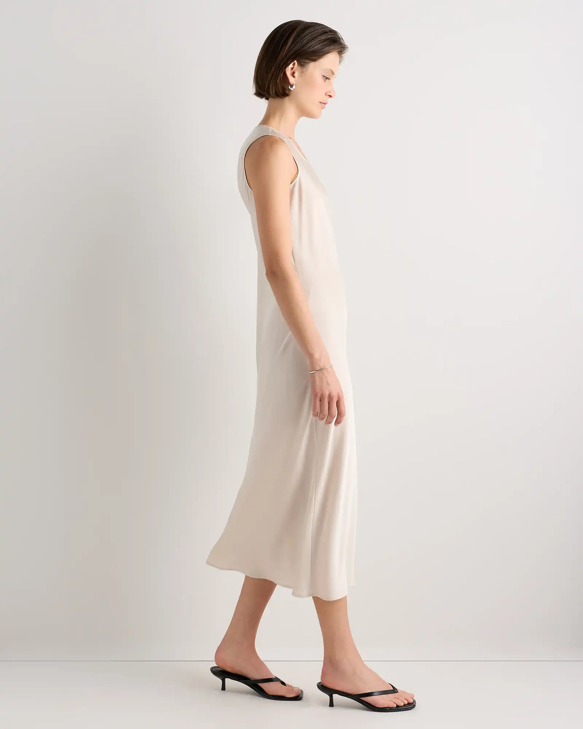 Washable Stretch Silk Tank Midi Dress