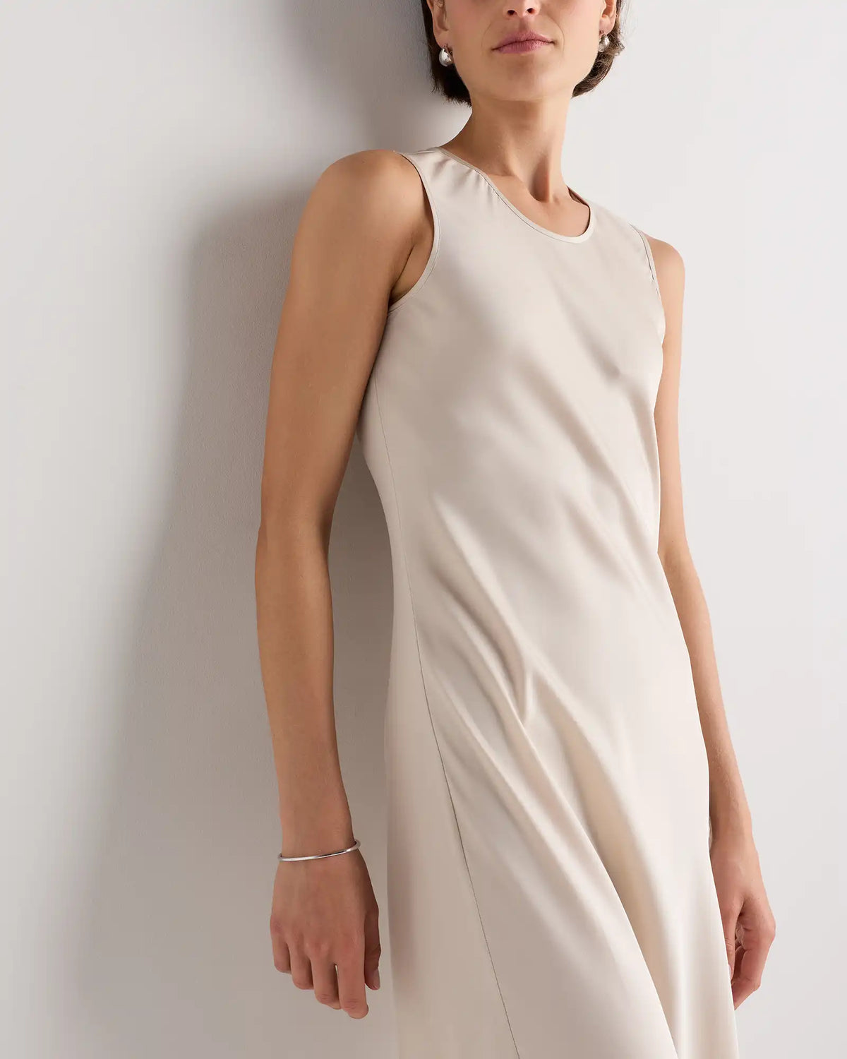Washable Stretch Silk Tank Midi Dress