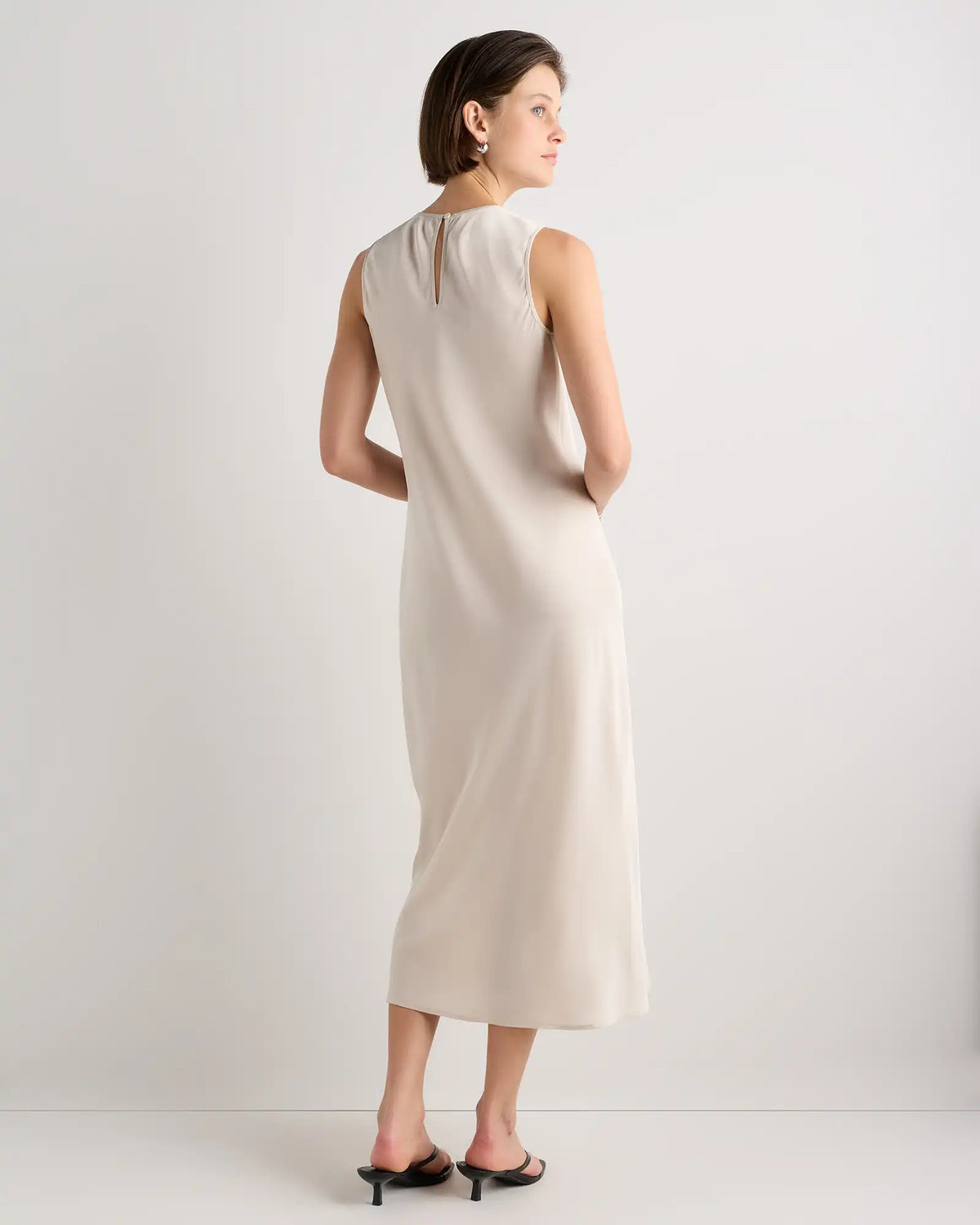 Washable Stretch Silk Tank Midi Dress