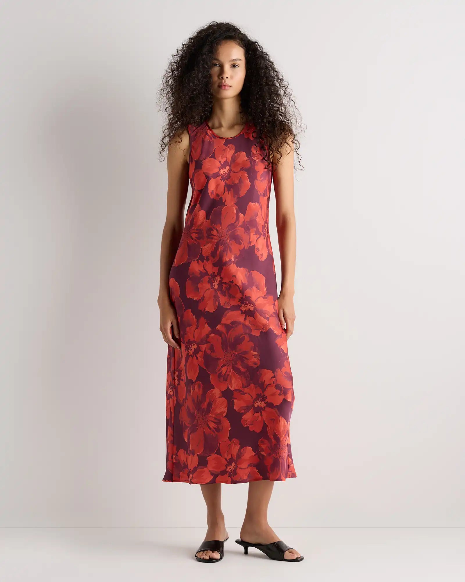 Washable Stretch Silk Tank Midi Dress