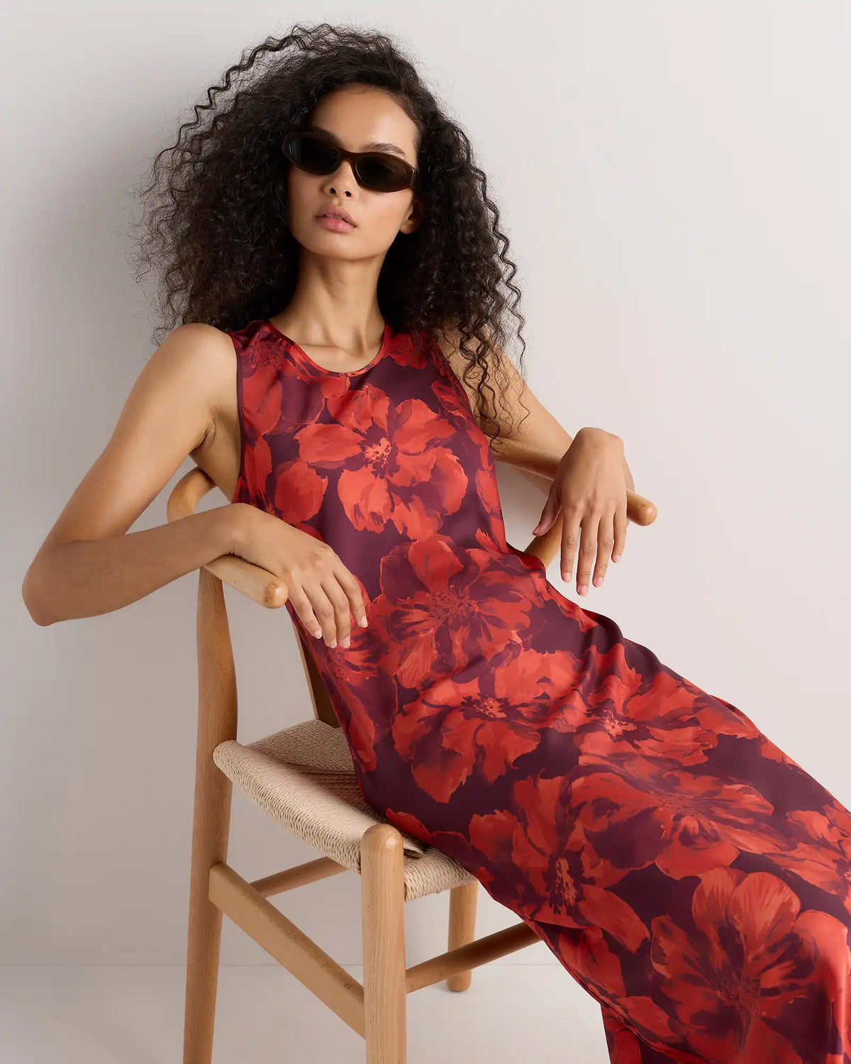 Washable Stretch Silk Tank Midi Dress