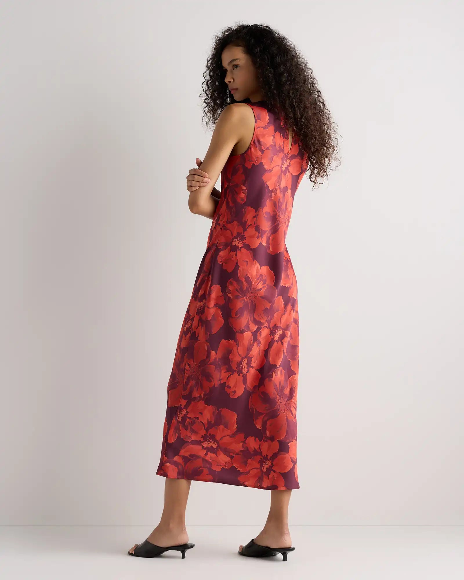 Washable Stretch Silk Tank Midi Dress