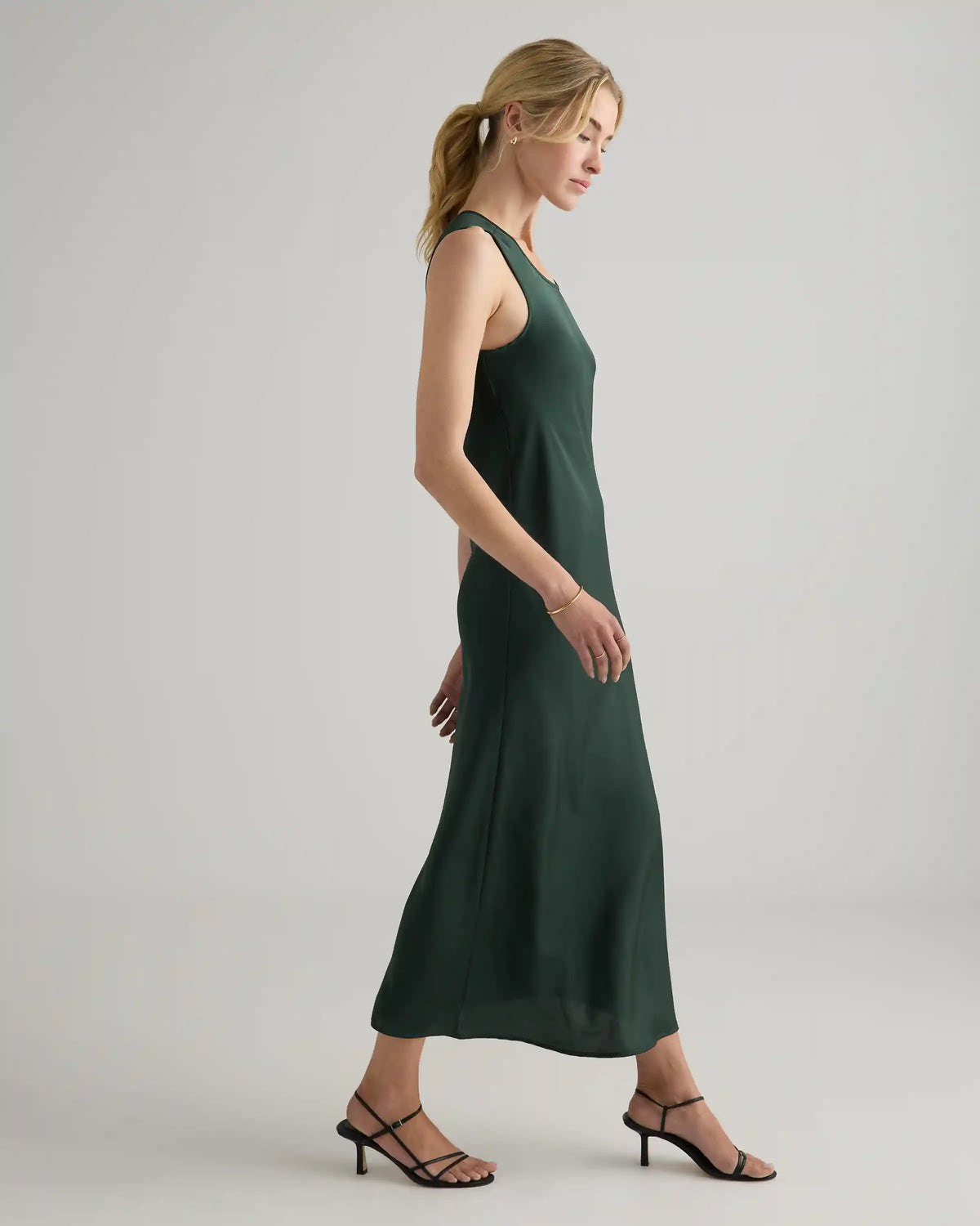 Washable Stretch Silk Tank Midi Dress